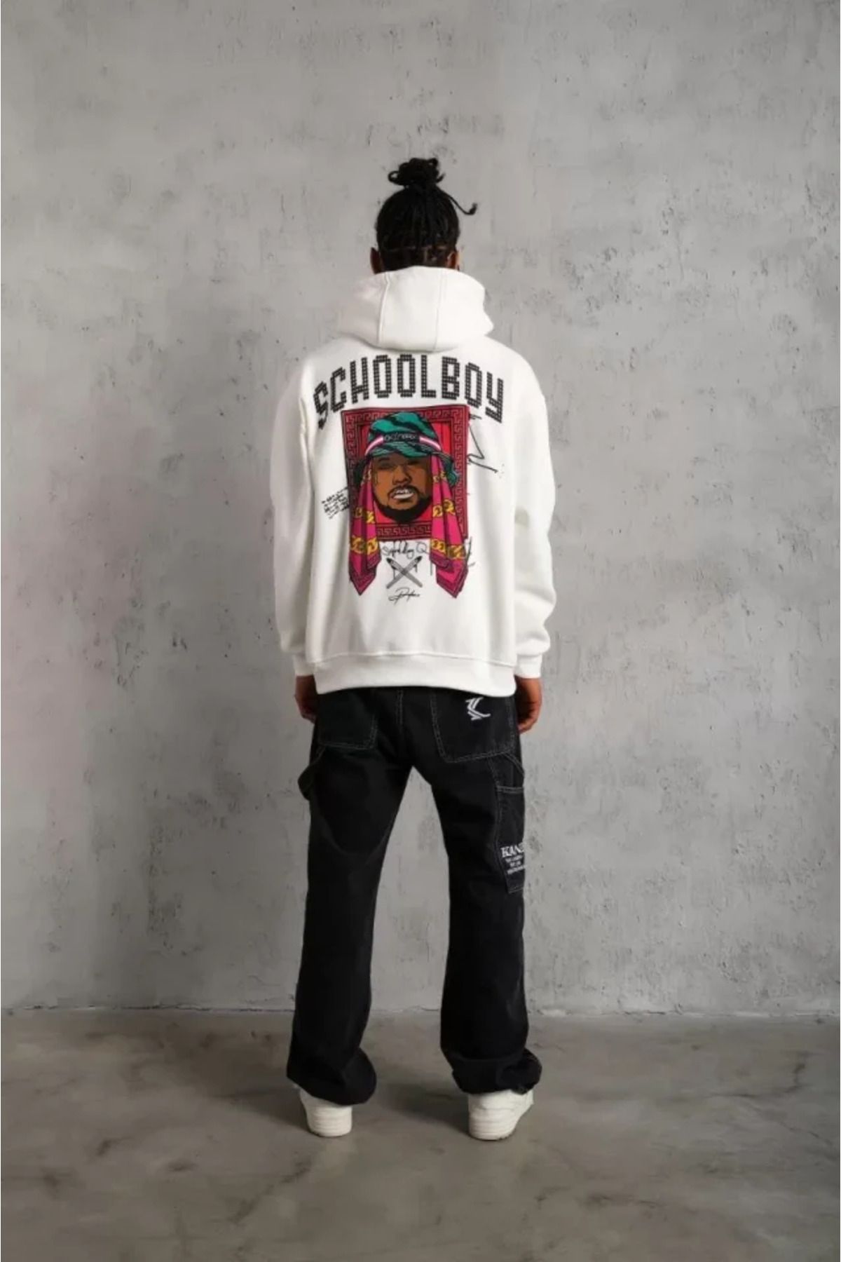 Albayrak Erkek SCHOOL BOY Baskılı Kapüşonlu Sweat - Beyaz
