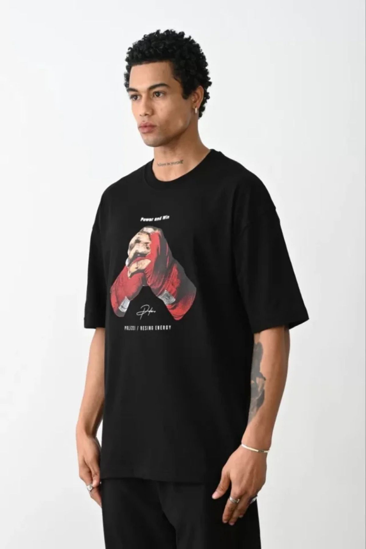 HobiDünyasıElif Unisex Baskılı Oversize T-Shirt - Siyah