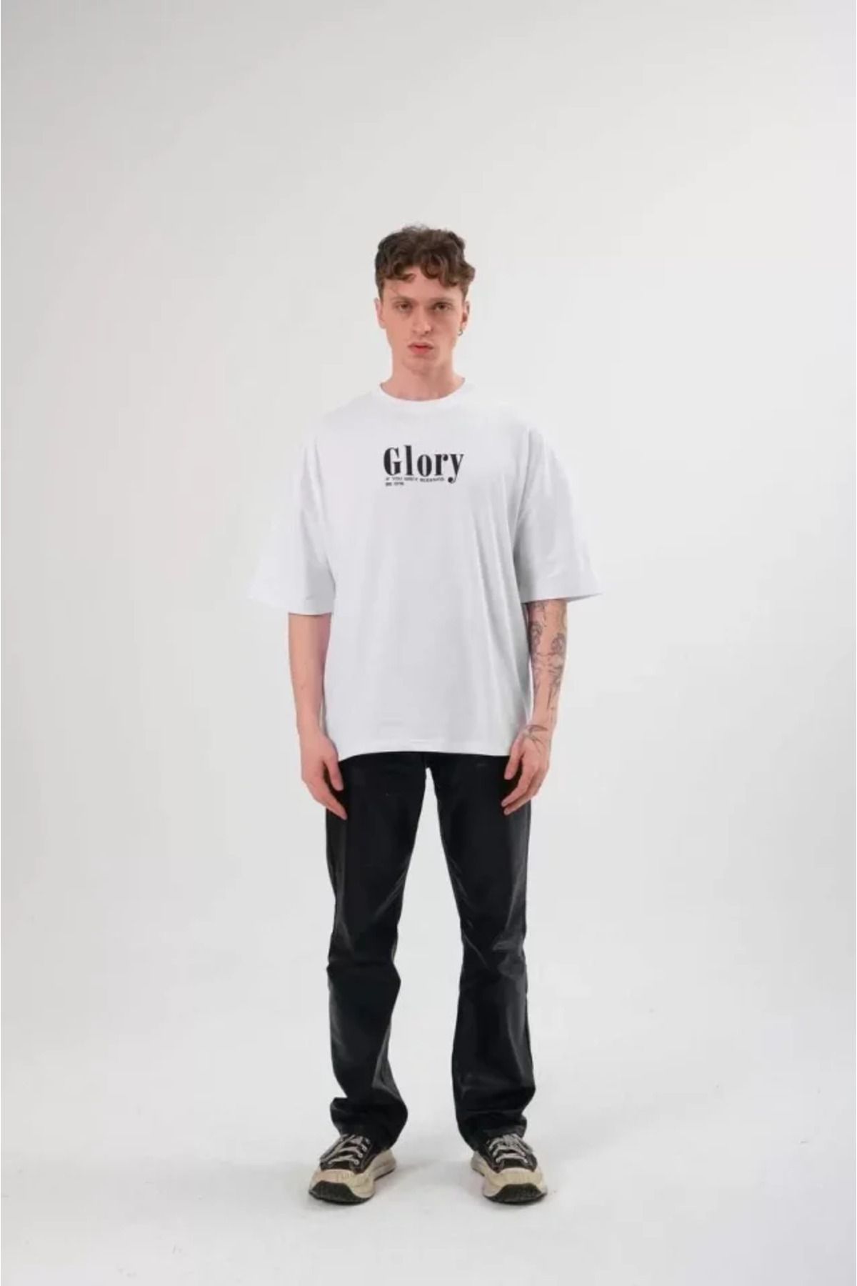 Albayrak Unisex Bisiklet Yaka Baskılı Oversize T-Shirt - Siyah