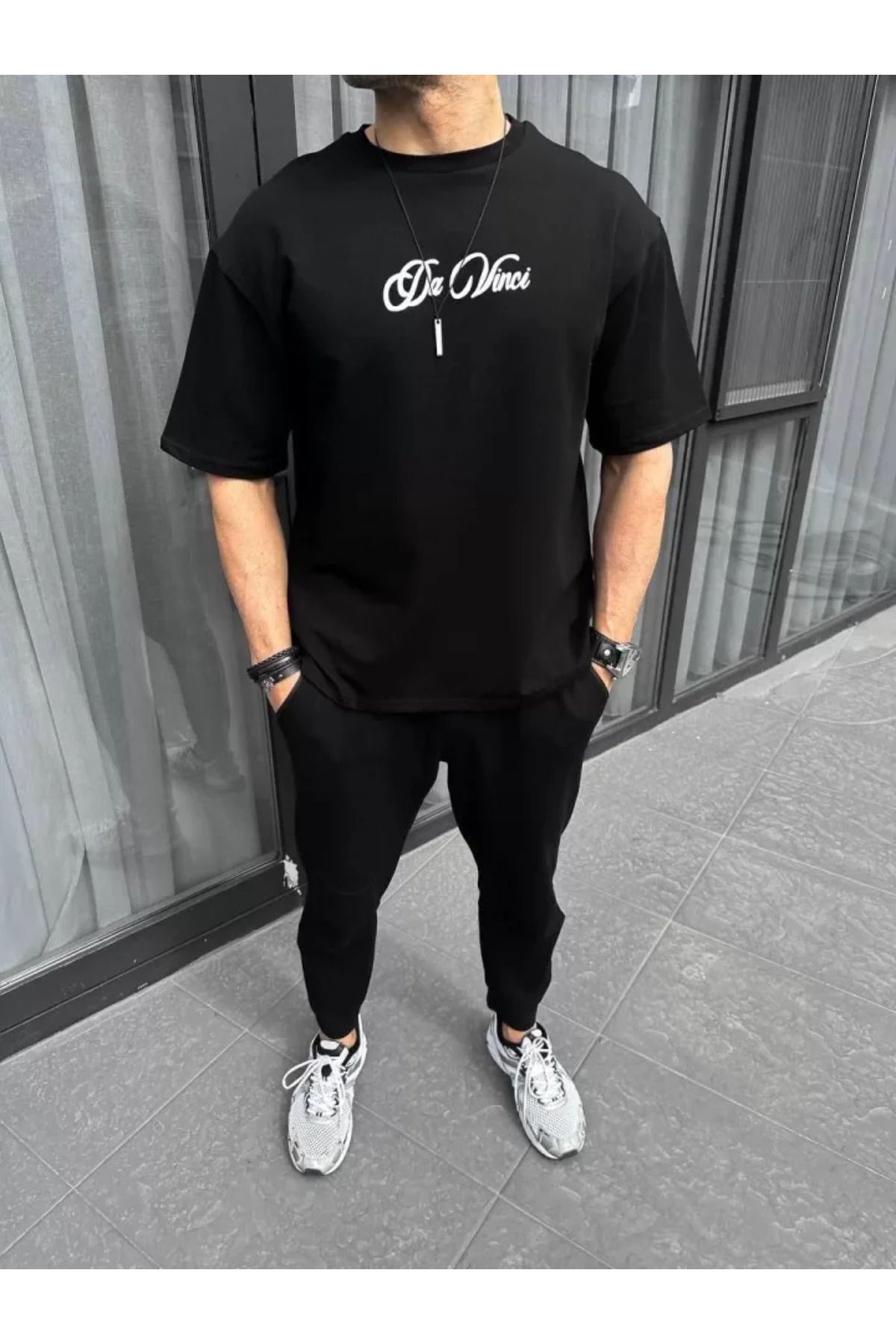 NİDAM BUTİK Unisex Baskılı Oversize T-Shirt - Siyah