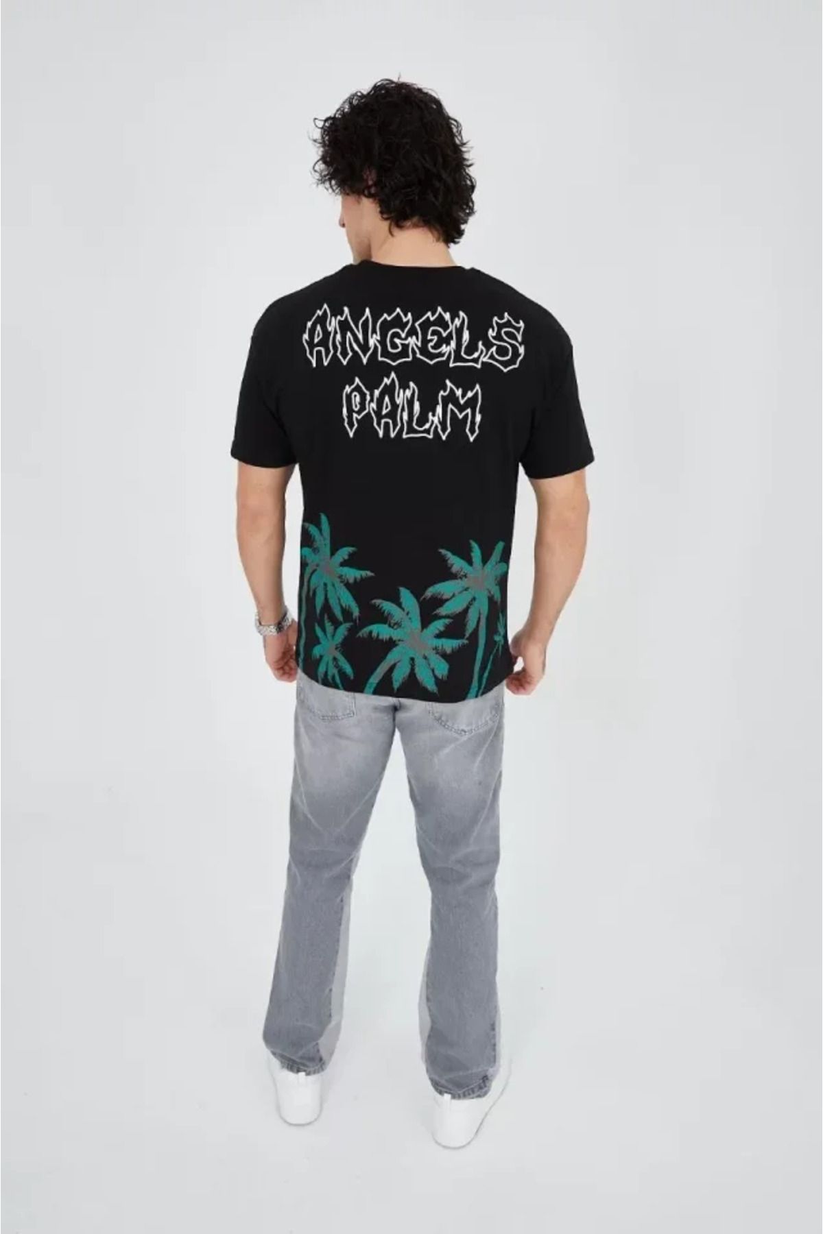EPSWorld Erkek Baskılı Bisiklet Yaka T-Shirt - Siyah