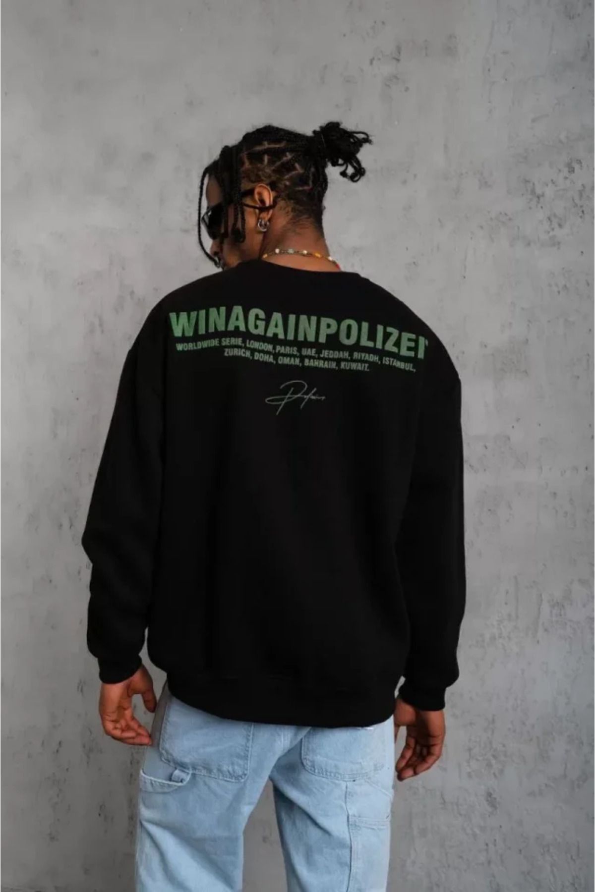jupiter global bazaar Erkek Baskılı Sweat - Siyah