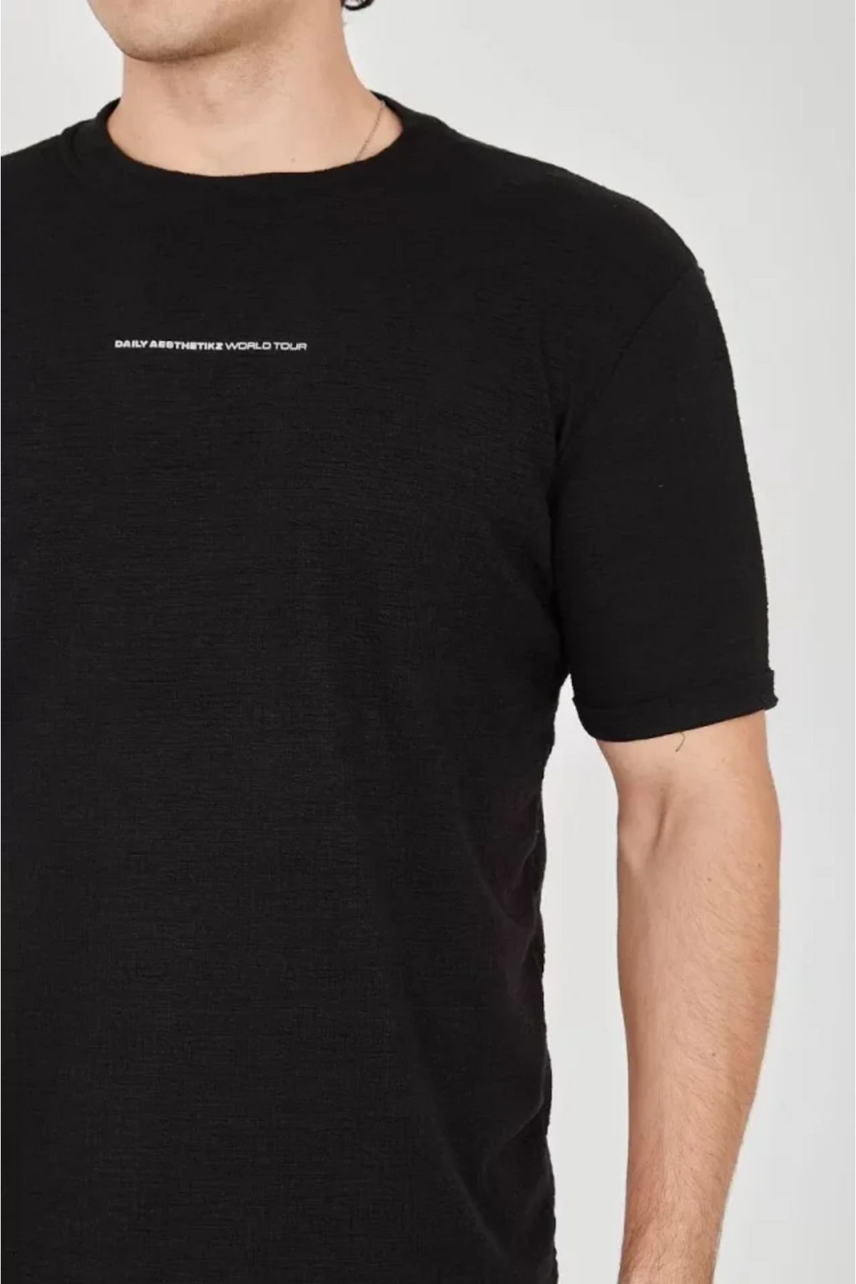 Albayrak Unisex Jakar Kumaş Slim Fit T-Shirt - Siyah