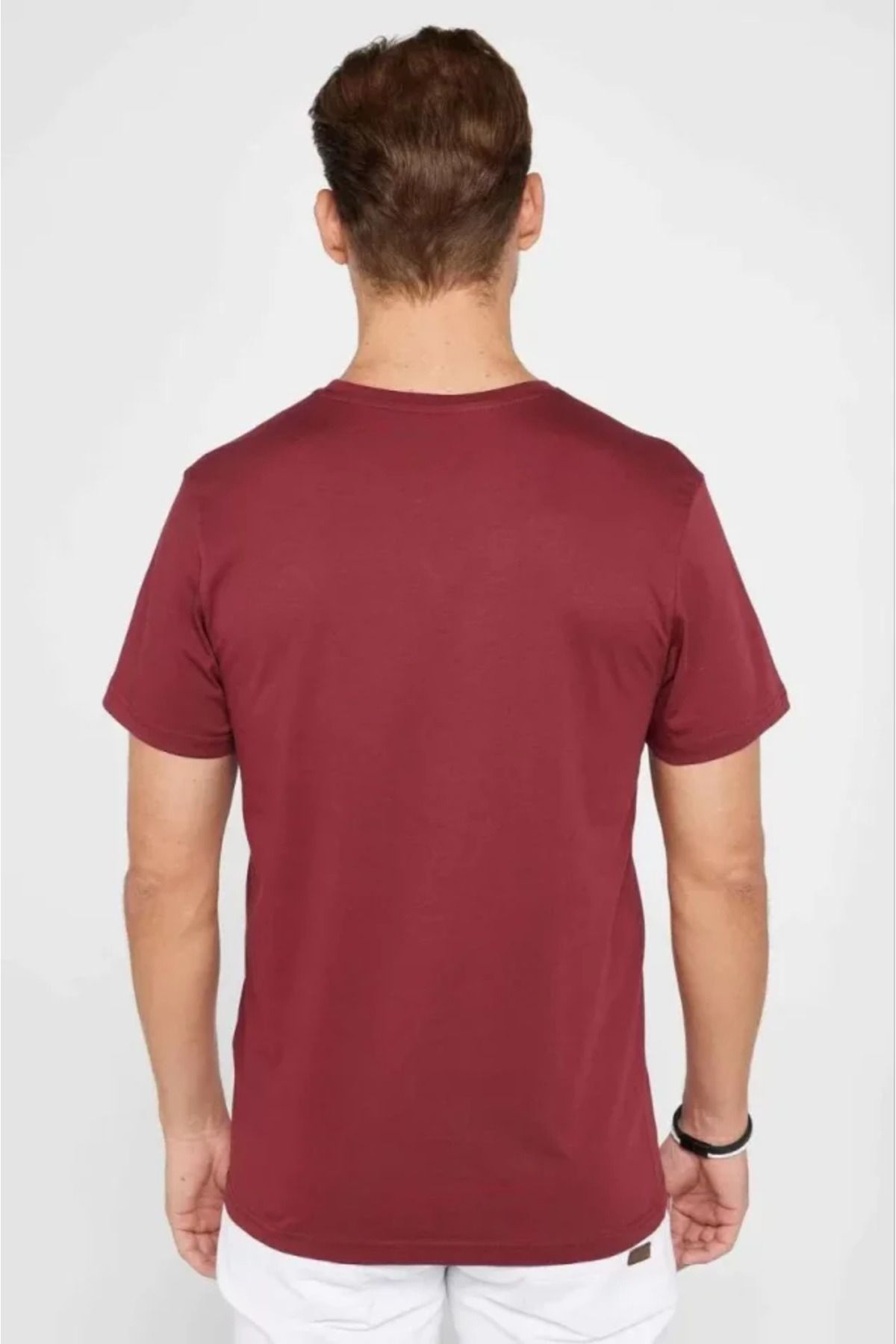 EPSWorld Unisex Düz Biskilet Yaka Oversize T-shirt - Bordo