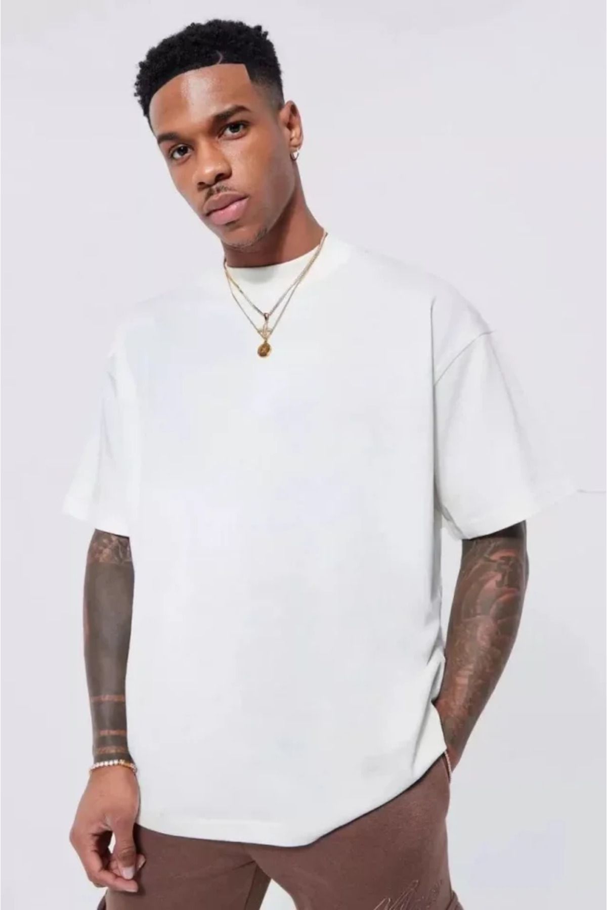 Asap Unisex Basic Bisiklet Yaka Oversize T-Shirt - Beyaz