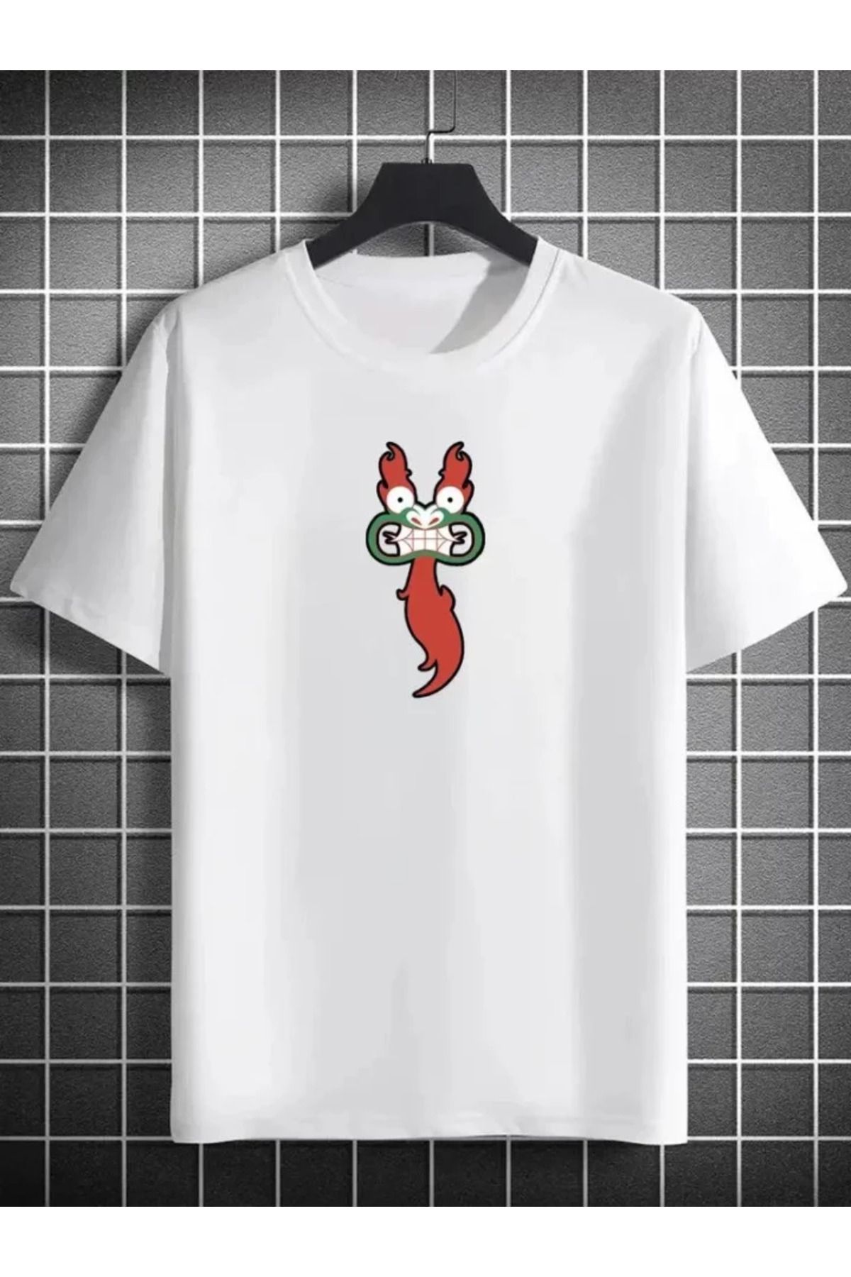 Asap Unisex Bisiklet Yaka Baskılı Oversize T-Shirt - Beyaz