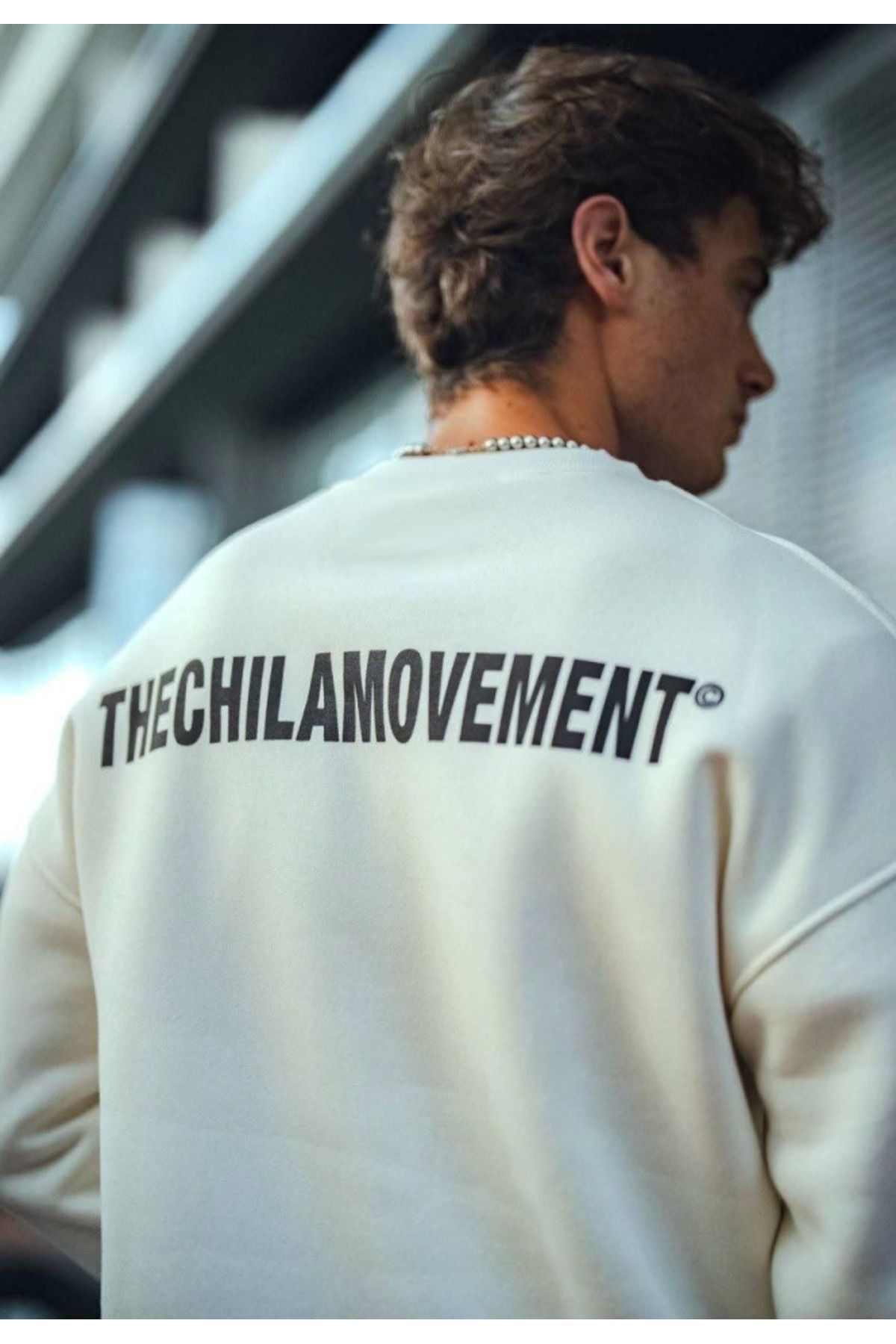 Melenza Kışlık Bisiklet Yaka Oversize Baskılı SweatShirt - Beyaz