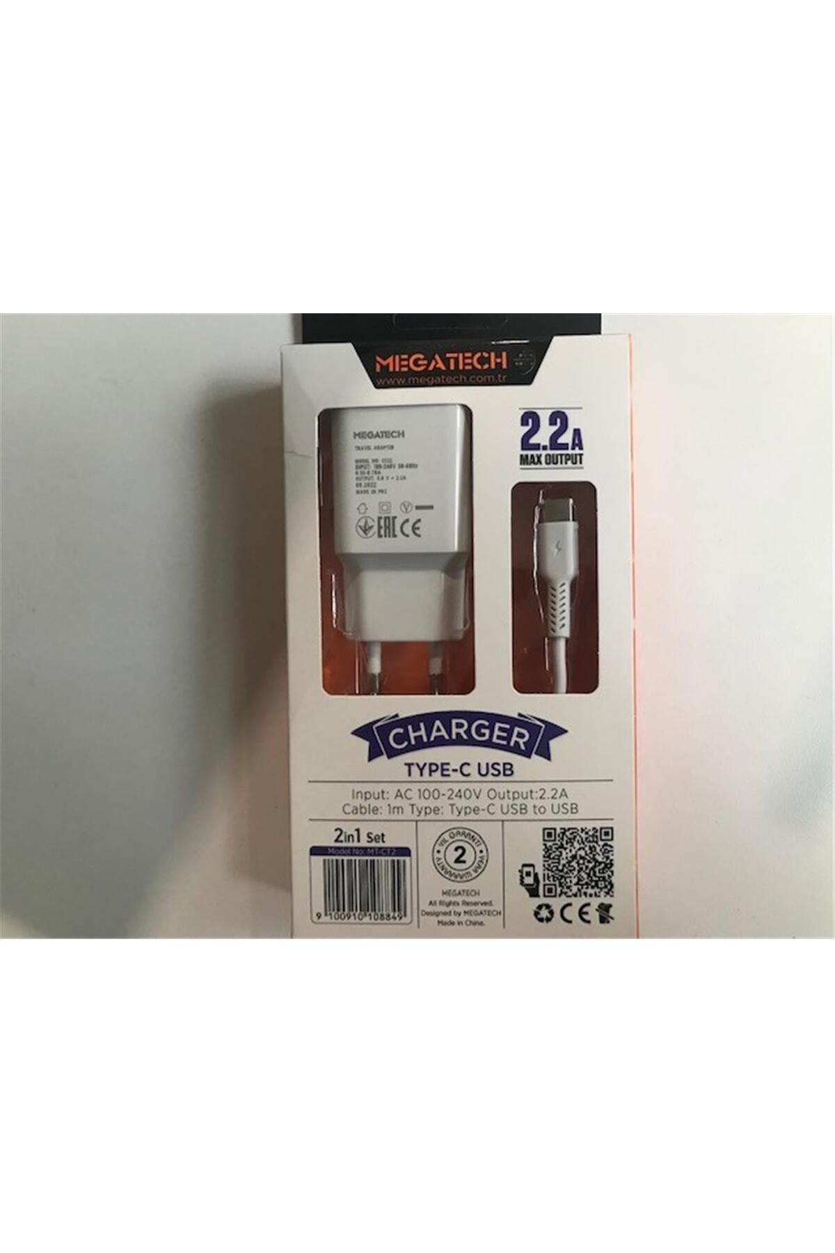 Vobotek Teknoloji Megatech Mt-CT2 2.2a 2ın1 Typc-e Ev Şarj+Type-c Kablo Hızlı Şarj