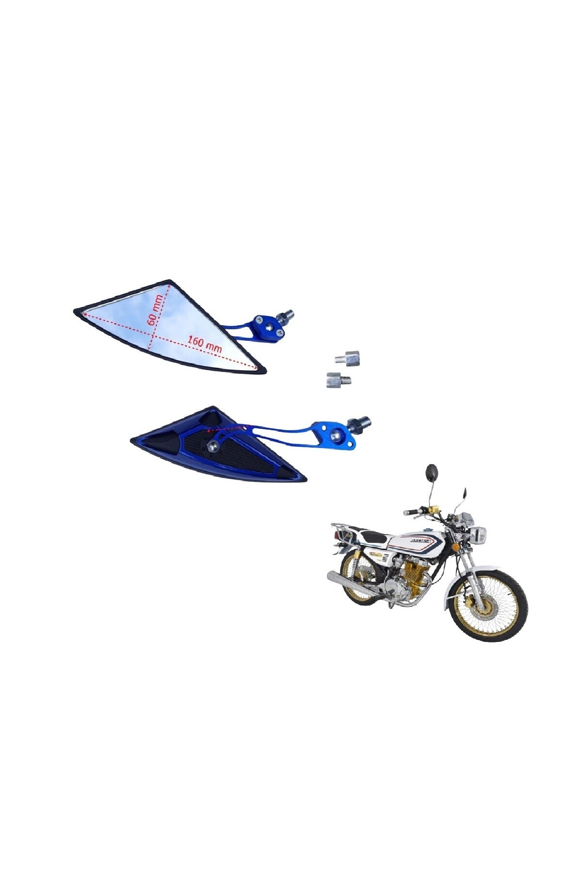 Genel Markalar Arora / Kuba / Mondial CG 100 Modifiye Sport Ayna Mavi Renk