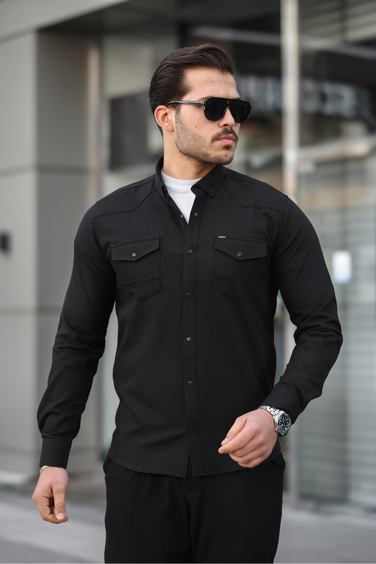 Artı1-Slim Fit Ανδρικό τζιν πουκάμισο Slim Fit 4