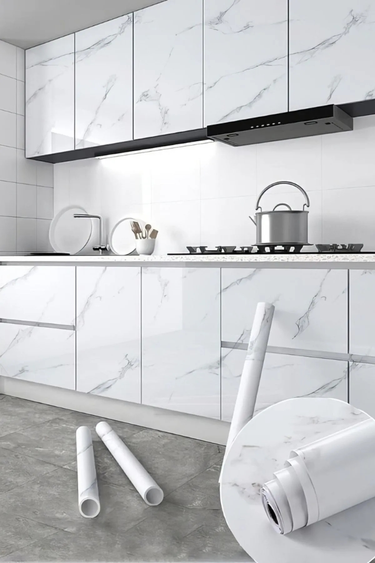300cm X 60 Cm Marble Patterned Table Countertop Kitchen Waterproof Adhesive Foil Sticker.