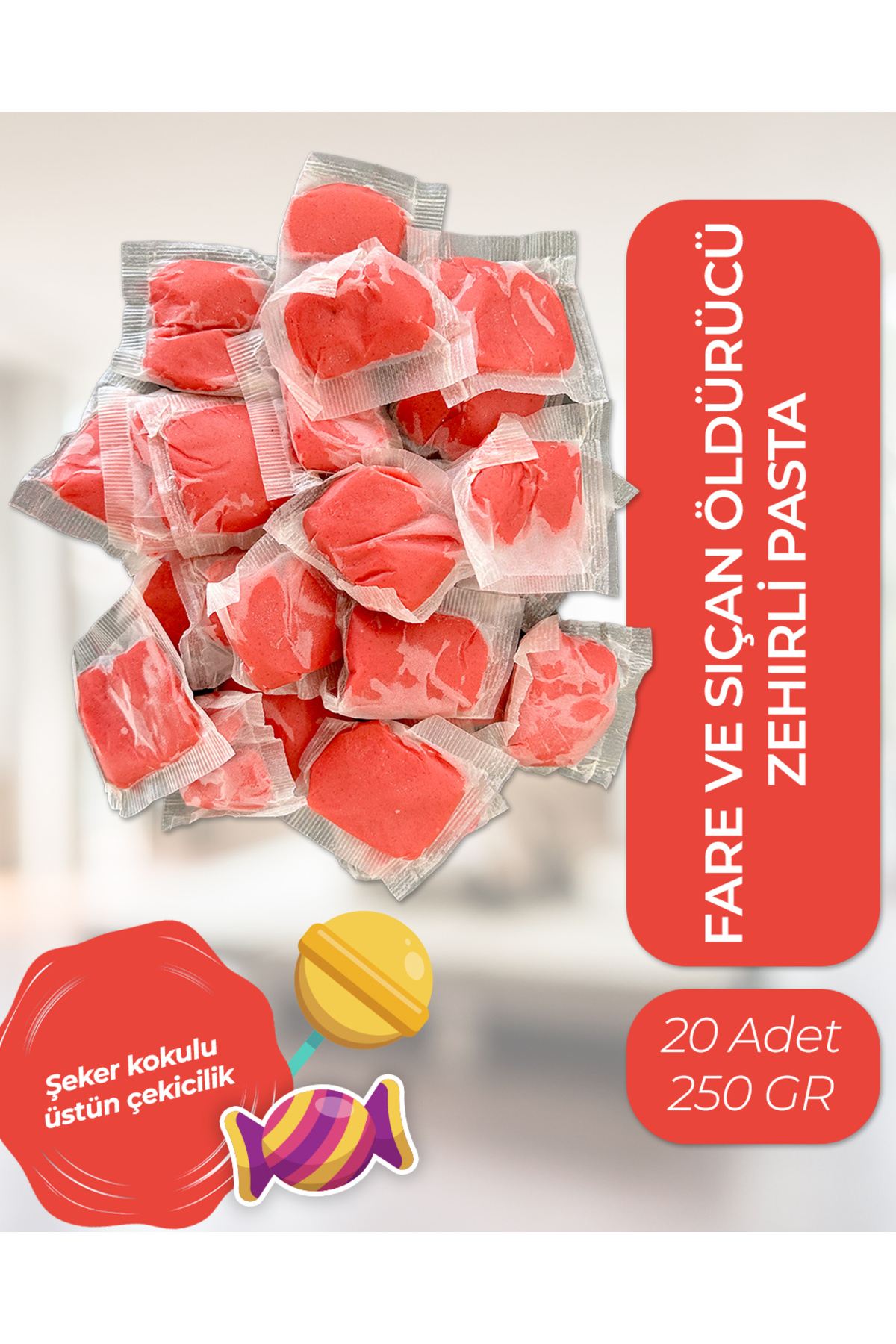 igdeX Şeker Aromalı Sıçan Fare Zehiri Pasta 20 Adet 250gr Yüksek Çekicilik