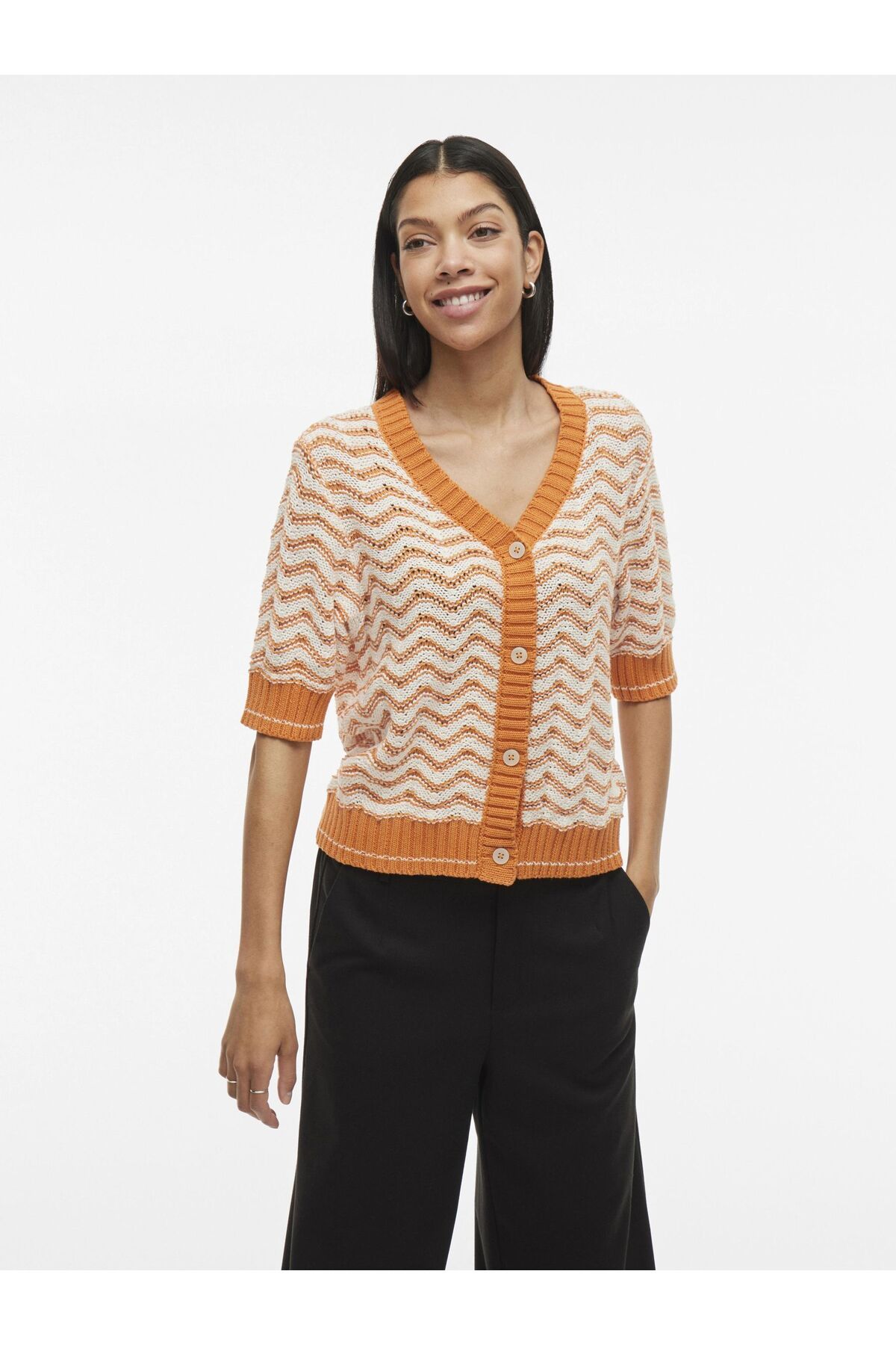 VILA-Strickjacke Kurzarm 1