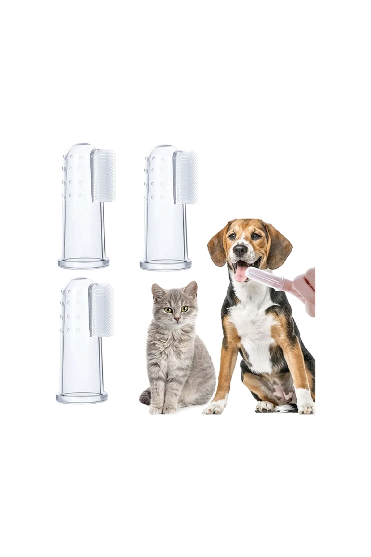 OEM Kedi ve Köpek Parmak Diş Fırçası 5.5 cm Şeffaf