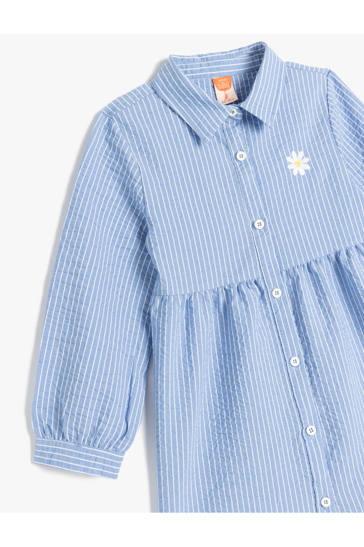 Koton Gömlek Yaka Uzun Kollu Nakış Detaylı Çizgili Elbise fotoğrafı 3 (önizleme)