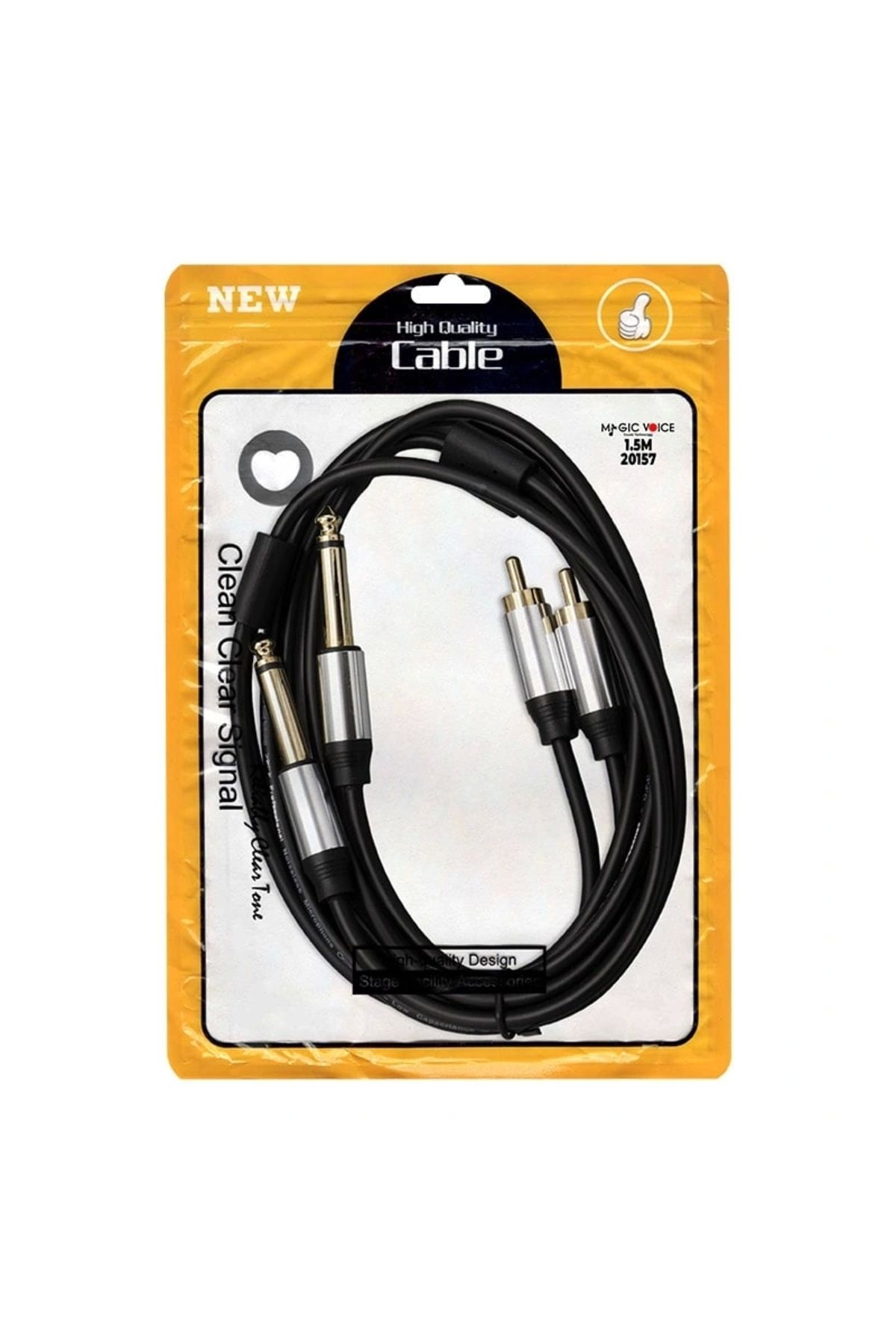 shopwave LD398 2X 6.3MM MONO ERKEK + 2X RCA ERKEK 1.5 METRE KABLO (5047)
