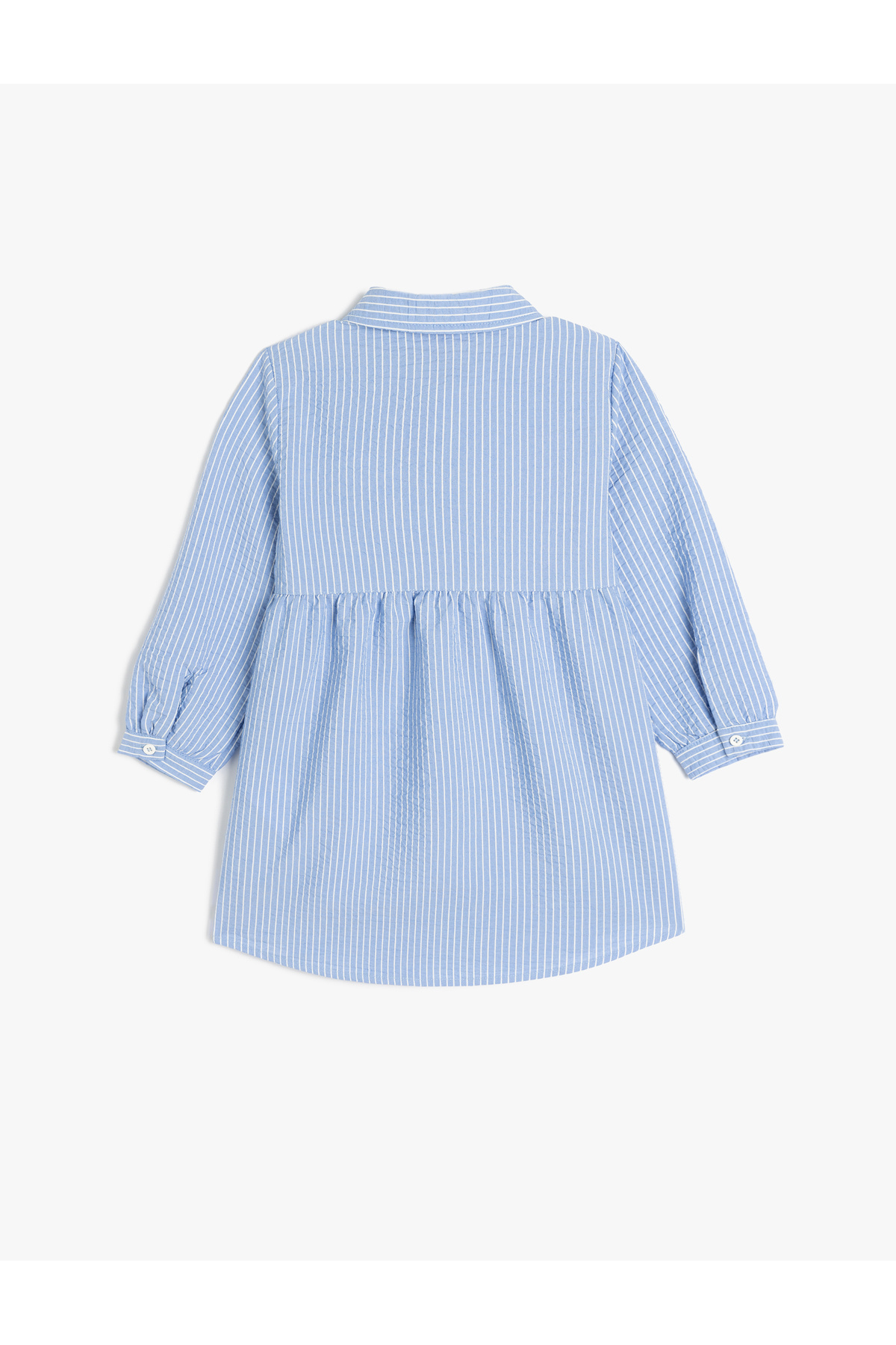 Koton Gömlek Yaka Uzun Kollu Nakış Detaylı Çizgili Elbise fotoğrafı 2 (önizleme)