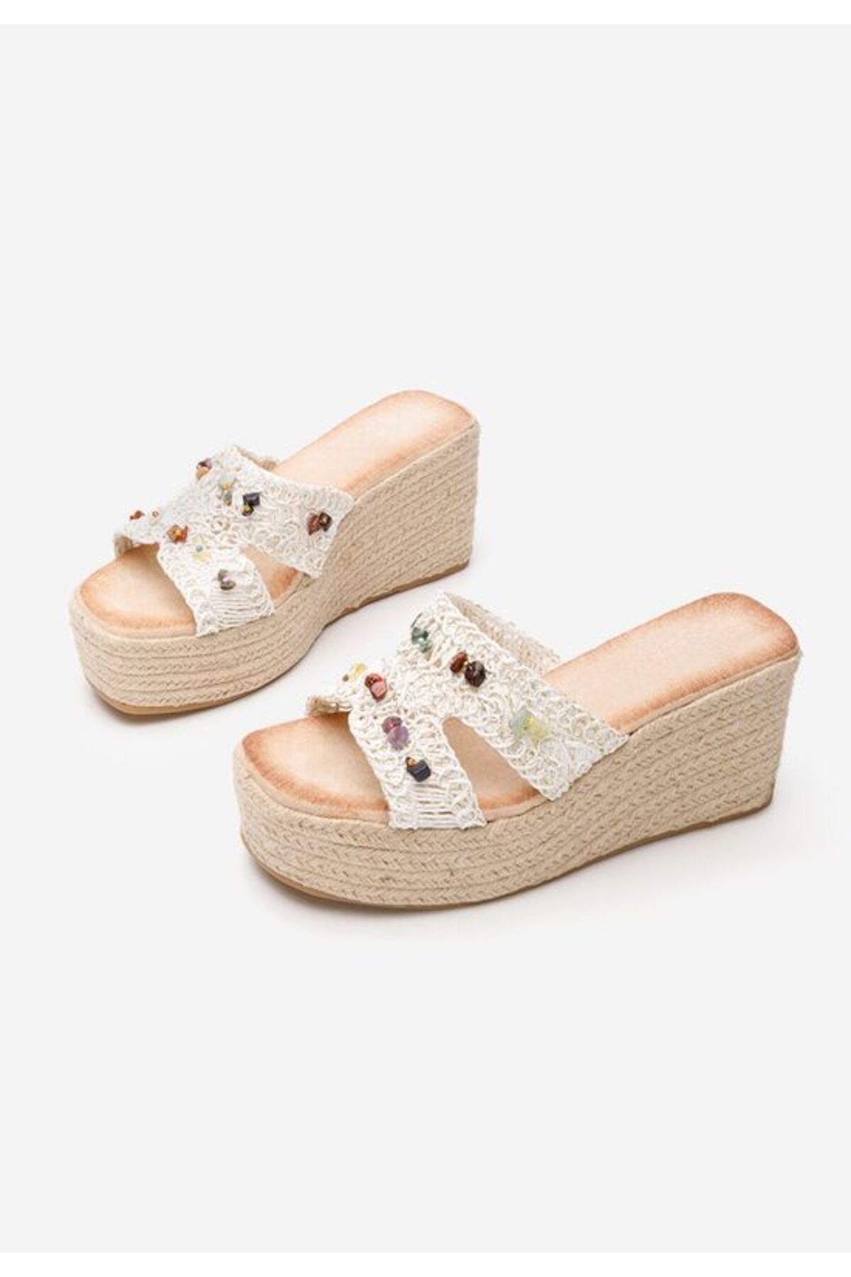 B T Shoes-Papuci cu platformă Laurine albi 4