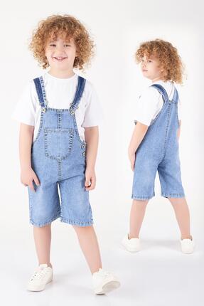 Trend Baby Kids Erkek Çocuk Kot Salopet Şort Tulum Yazlık