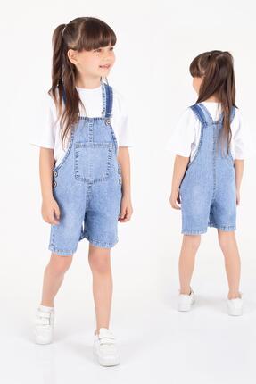 Trend Baby Kids Kız Çocuk Kot Salopet Tulum Yazlık