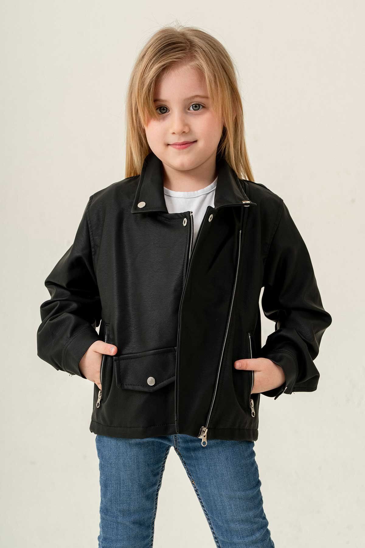 Gold Class Kidswear-Mother and Daughter Combination Zippered Leather Jacket (Add 2 Pieces to the Cart for Combination) 7