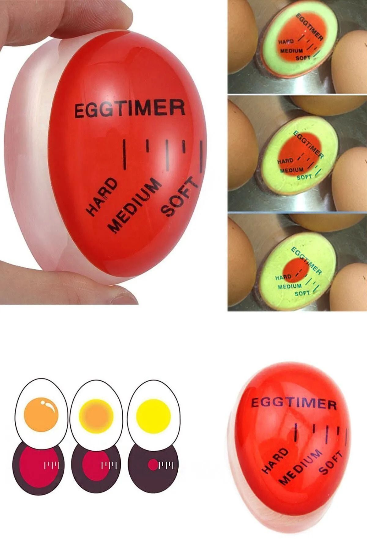 Rotanev-Color Changing Egg Timer Egg Boiling Degree Stunt Egg Cooking Tool Egg Timer 4