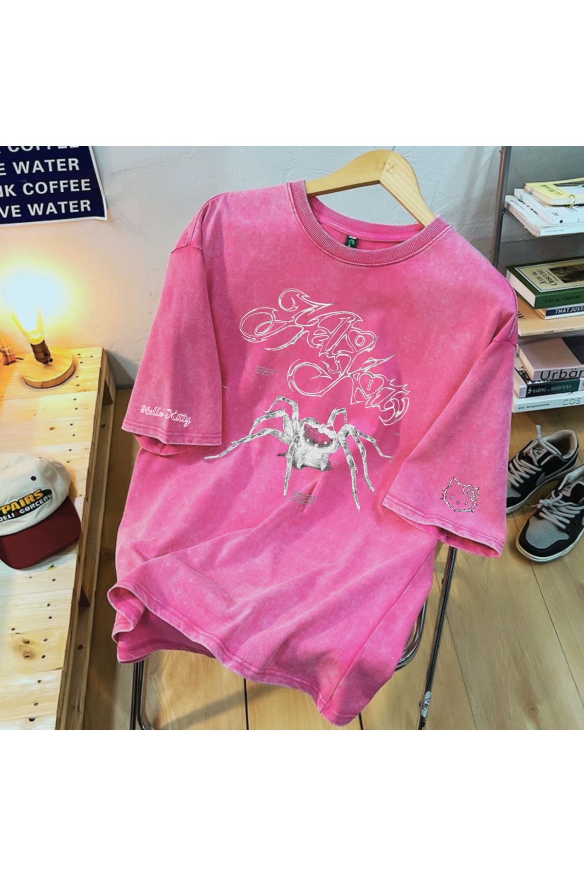 Touz Moda Yıkamalı Hello Kitty Gothic Oversize Vintage T-shirt