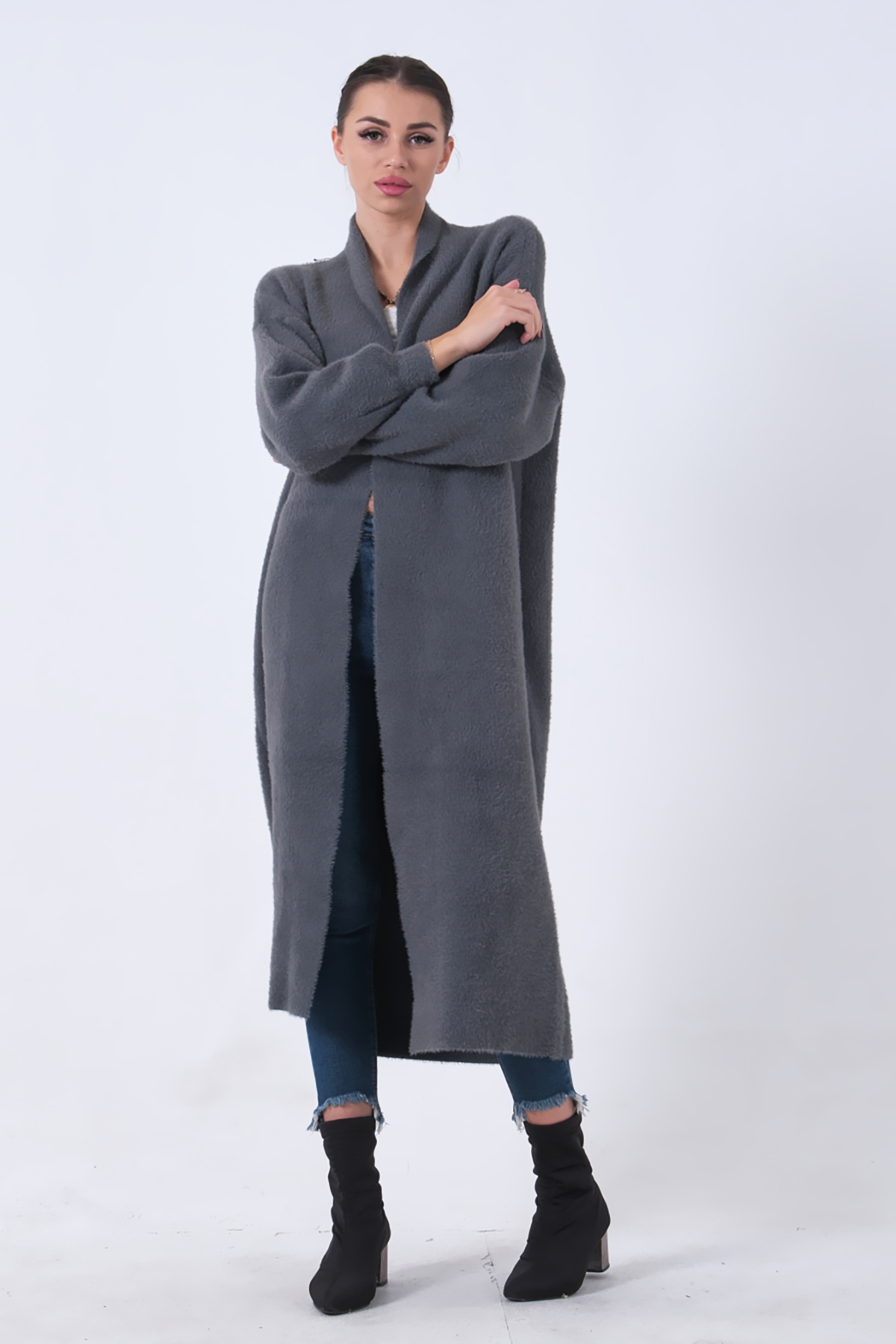 Feminist-Long Knitwear Cardigan Anthracite Model: 46892476 3