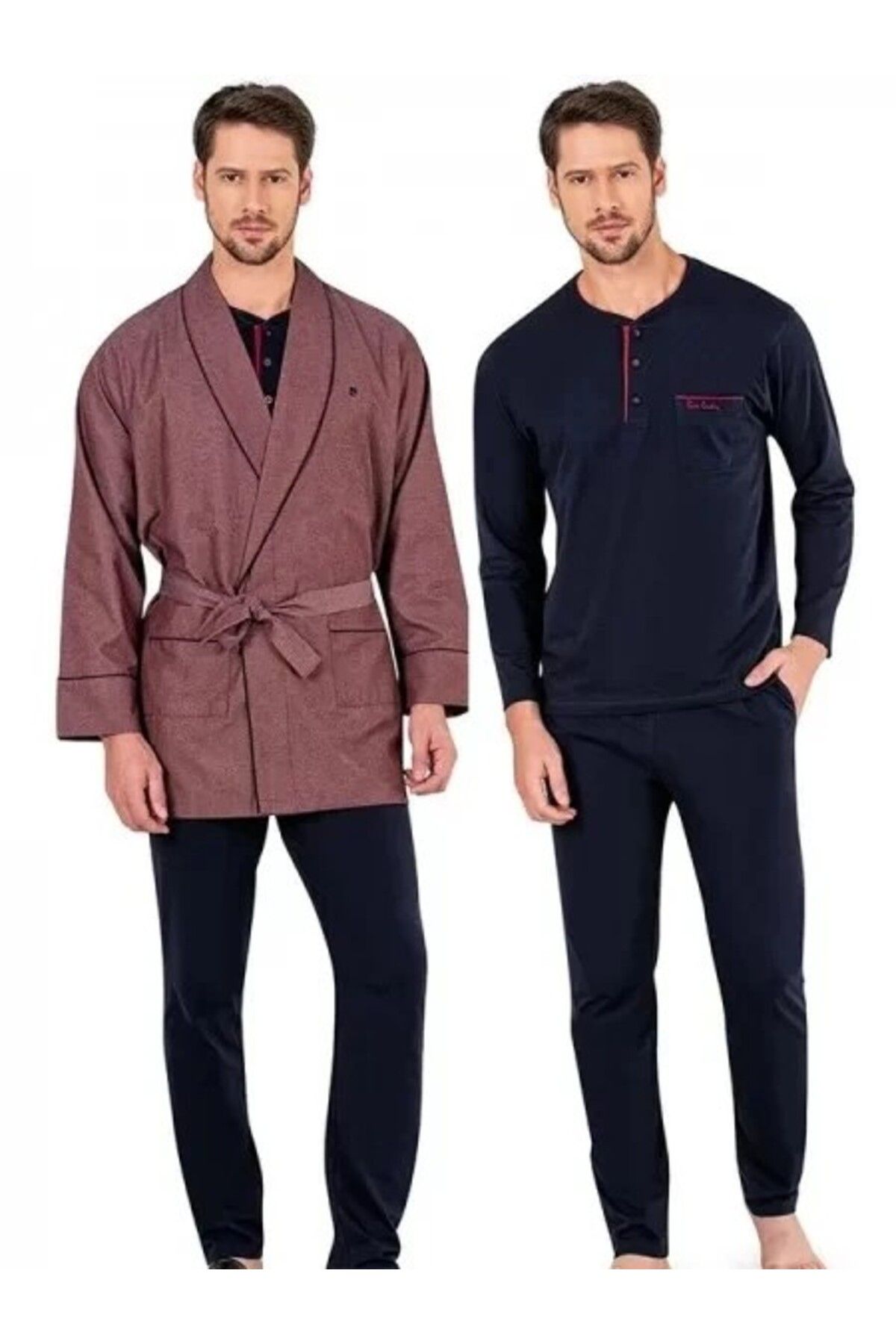 ست پیژامه قرمز مردانه کت و شلوار اورجینال Pierre Cardin