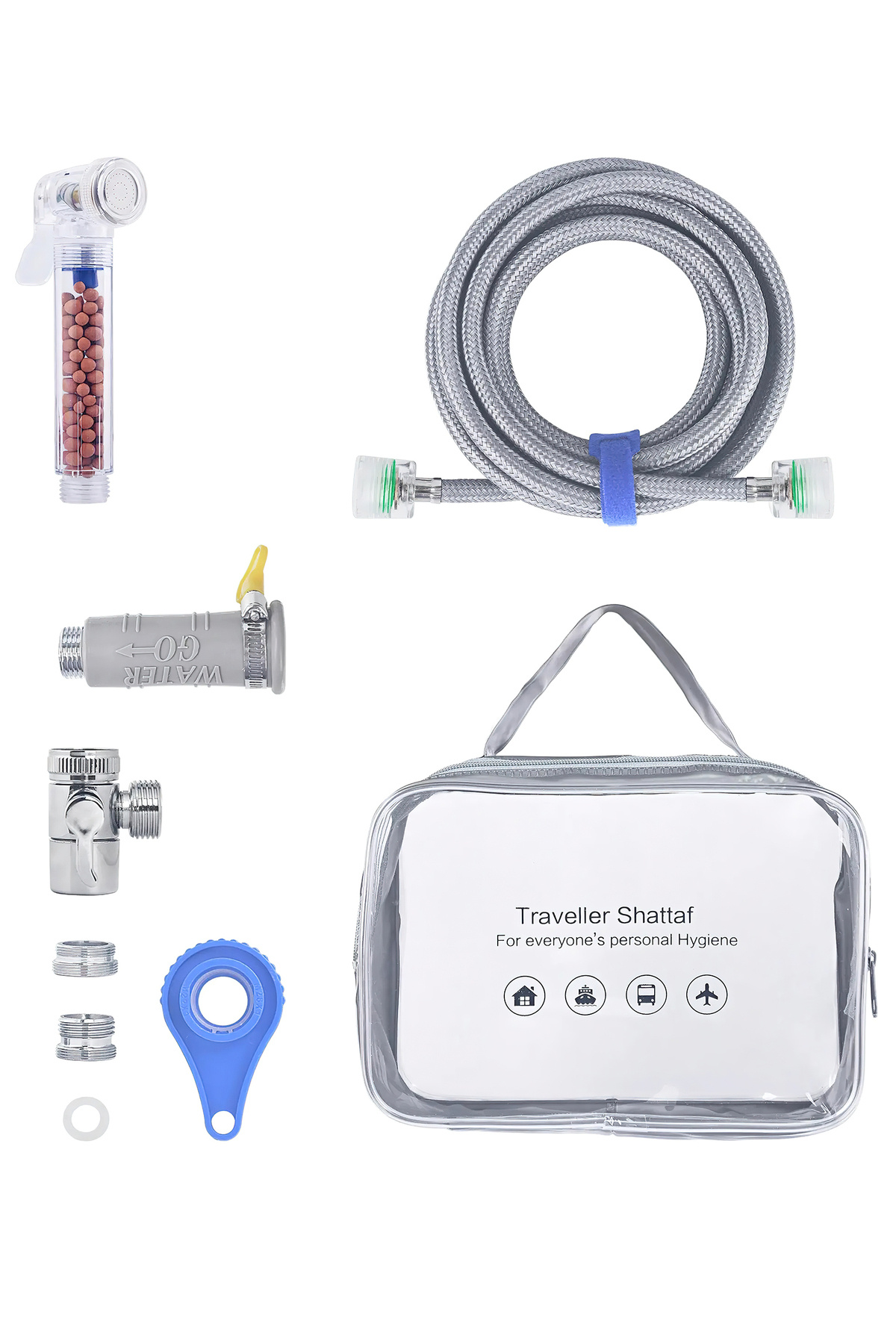 شطاف سفر محمول مع 7 ملحقات متعدد الألوان