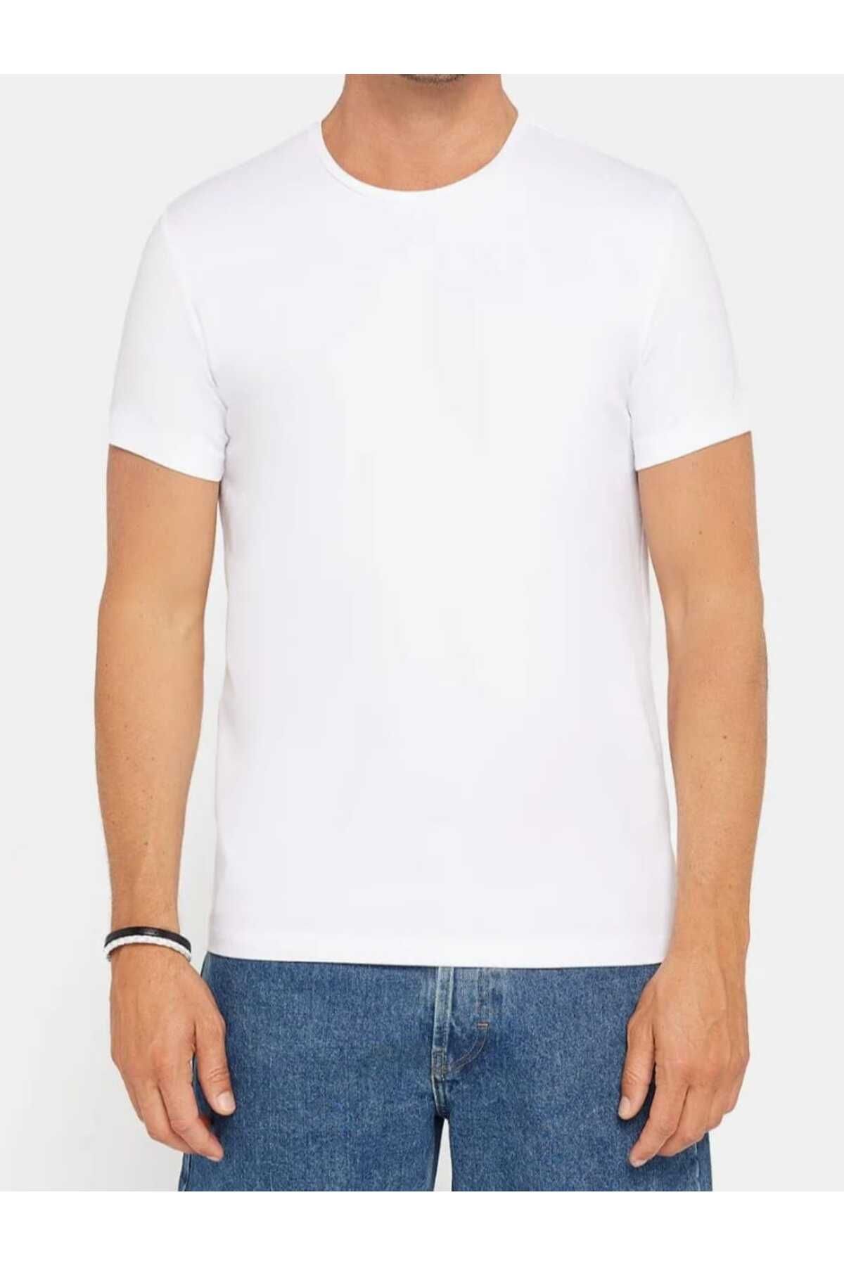 AURA Slim Fit Dar Kesim %100 Pamuk Yumuşak Dokulu Siyah Bisiklet Yaka Tişört