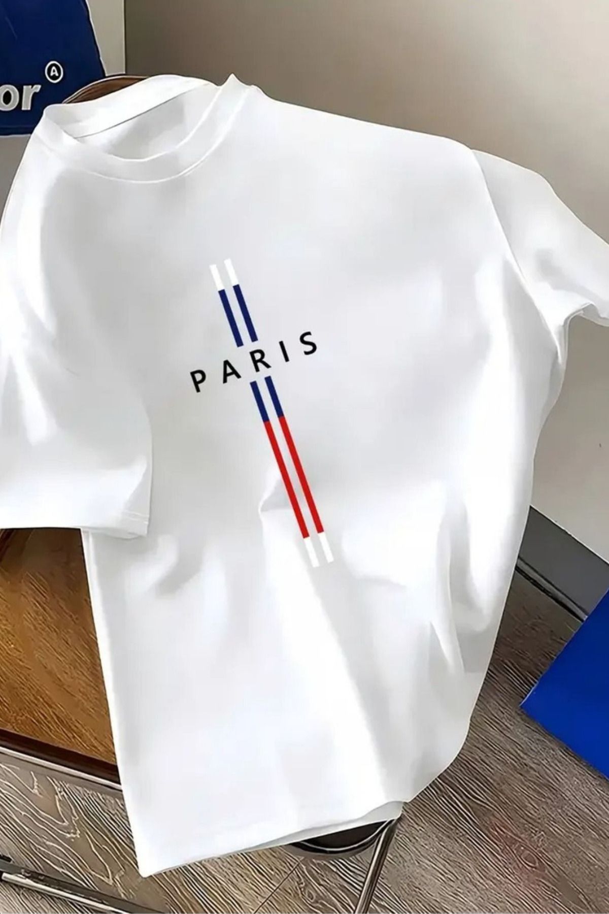Massgai Unisex PARIS Baskılı Oversize %100 Pamuk T-shirt