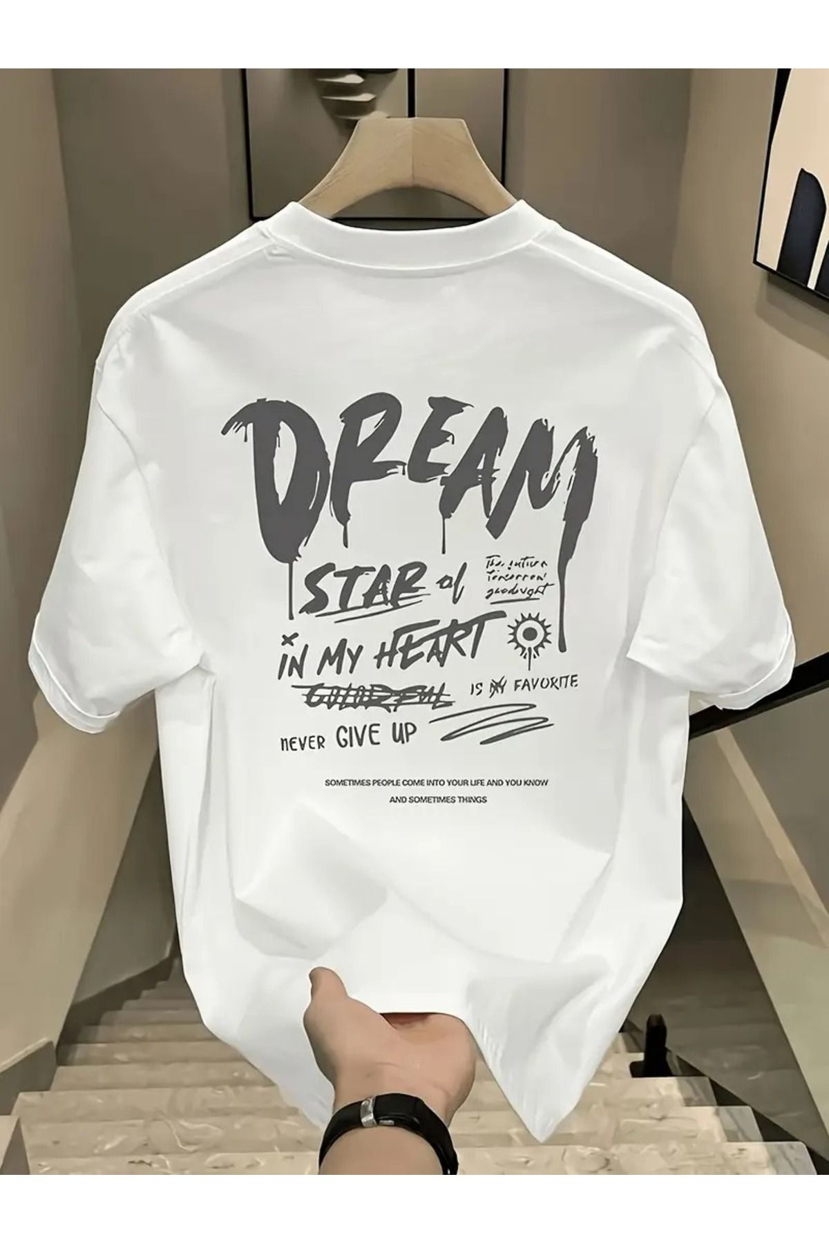 JoneBase Unisex Dream in my heart Baskılı Oversize  %100 Pamuk T-shirt