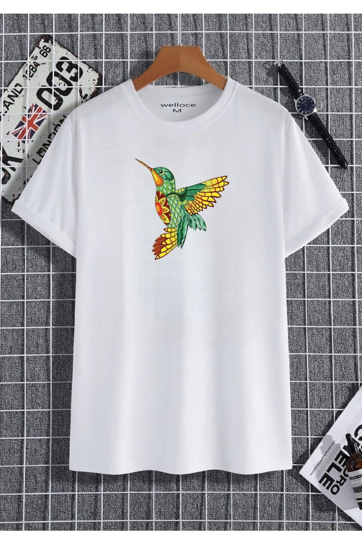 Feta KUŞ Baskılı Oversize Penye T-shirt
