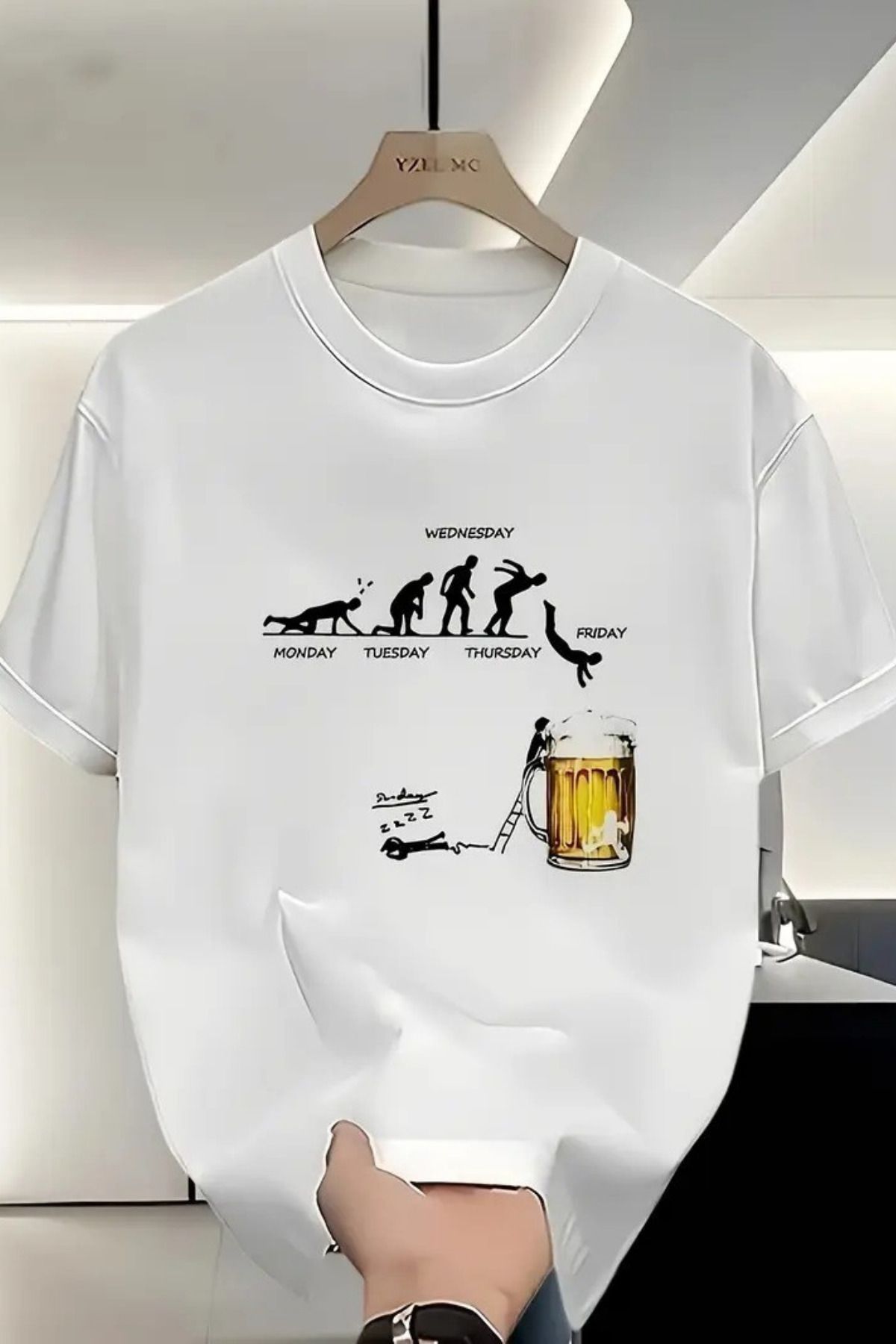 JoneBase Unisex Günler Bardak Baskılı Oversize  %100 Pamuk T-shirt