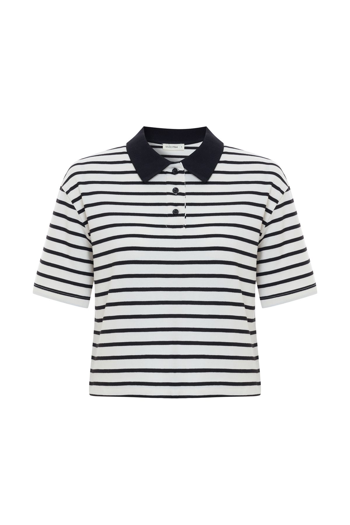Mudo POLO YAKA ÇİZGİLİ CROP T-SHIRT