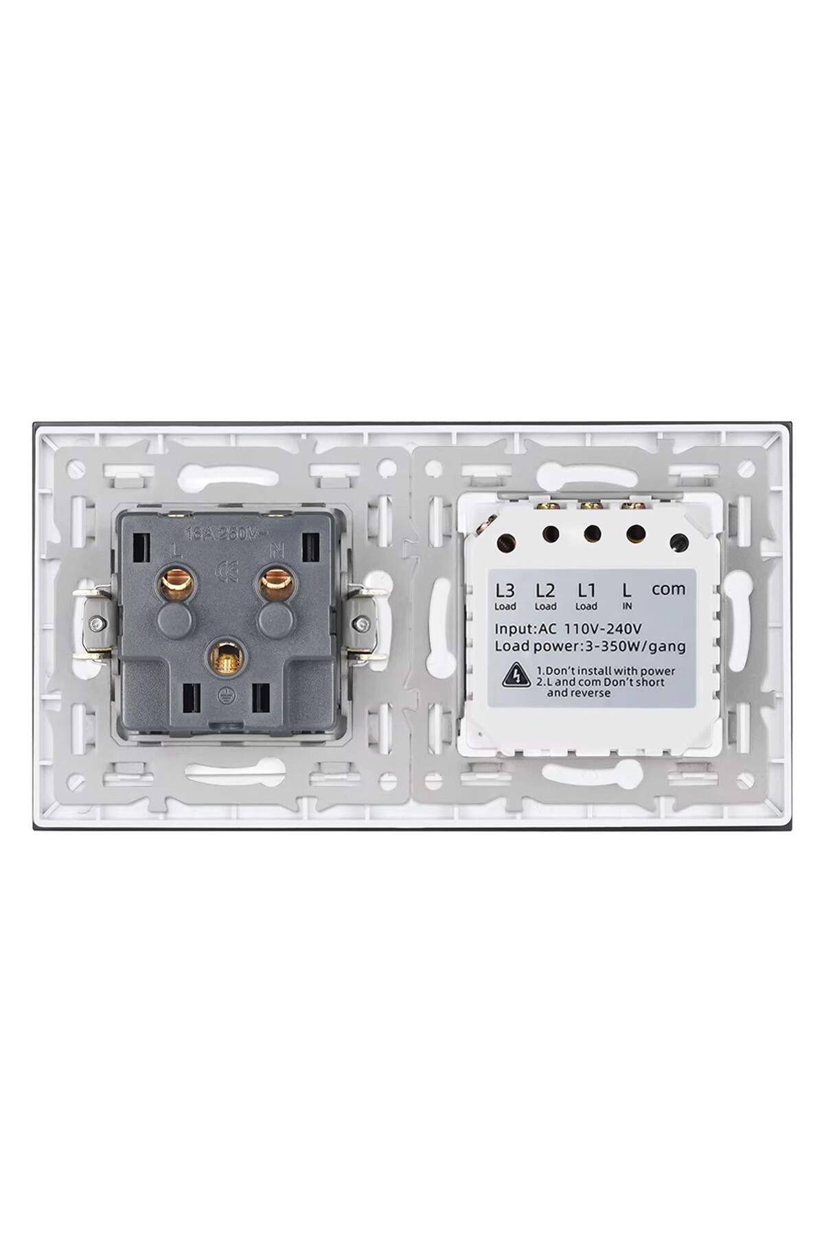 NPO-Lc05 Touch Wifi 3Gang Smart Electrical Switch with Dual USB Output 4