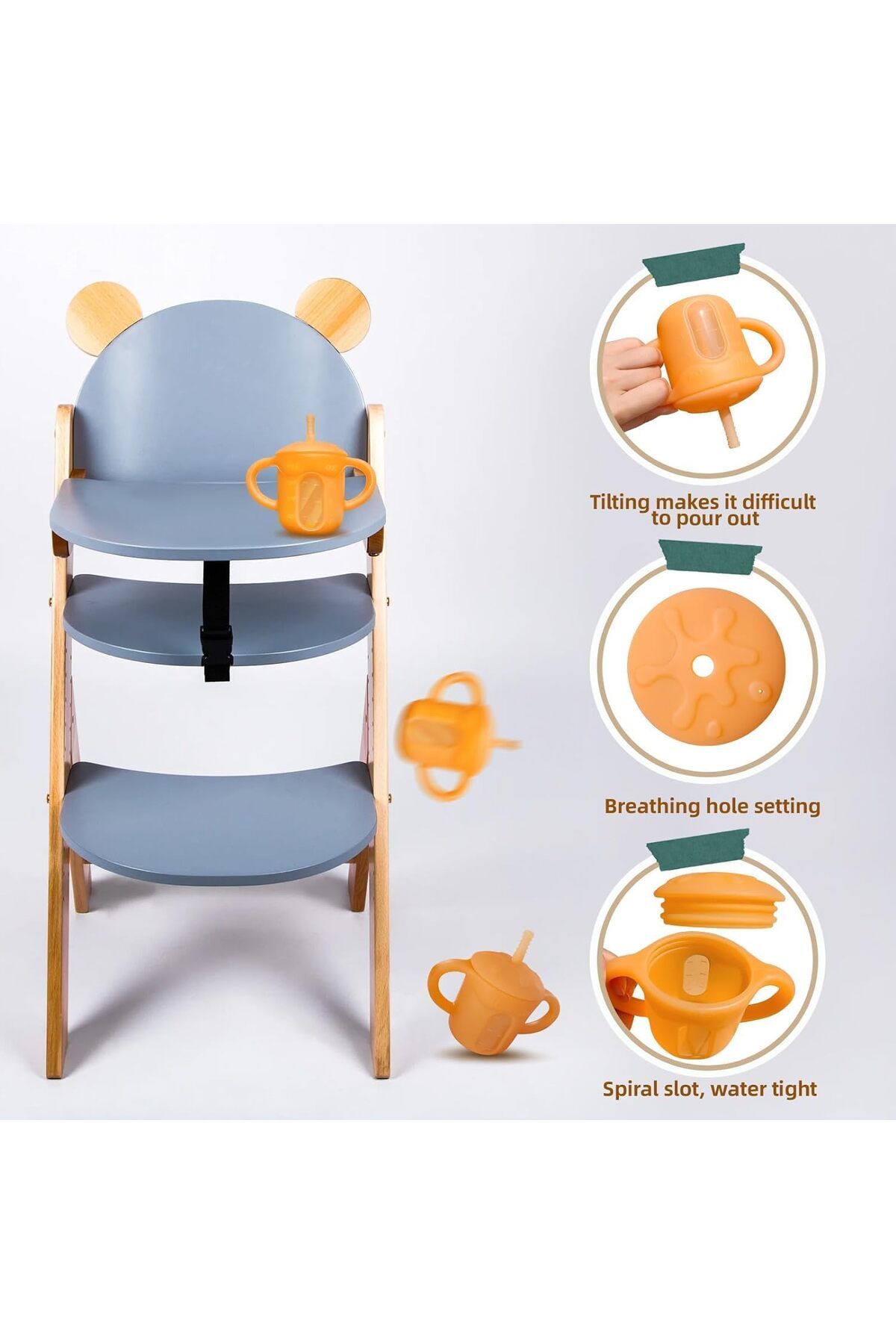 COOYA-Silicone Straw Cup with Straw, Lid and Built-in Dimensions, Weaning Open Cup, for Infants(6 Months+) 5