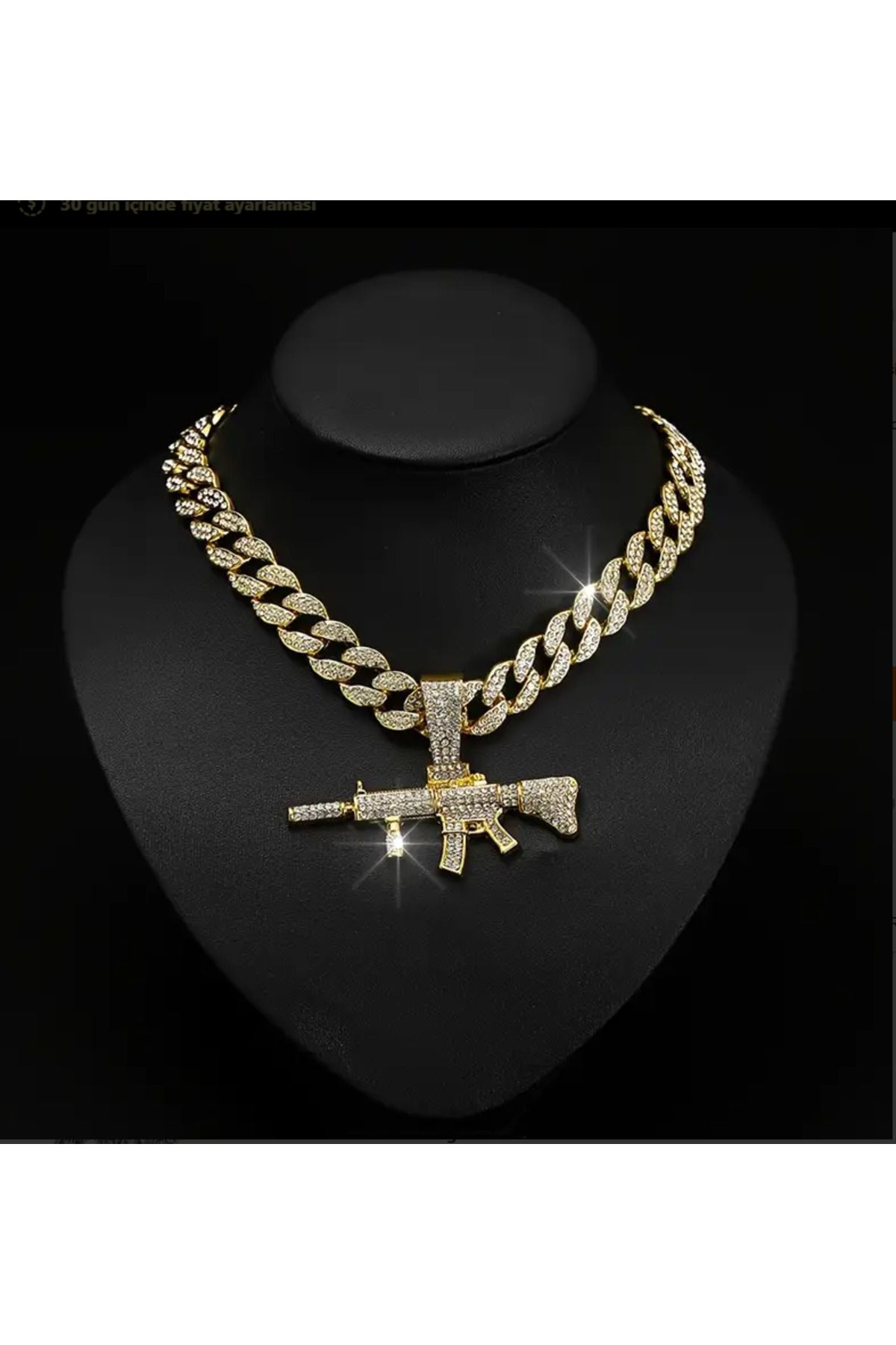 kargasa HipHop Bling AK47 silah kolye kolye kadın erkek  küba