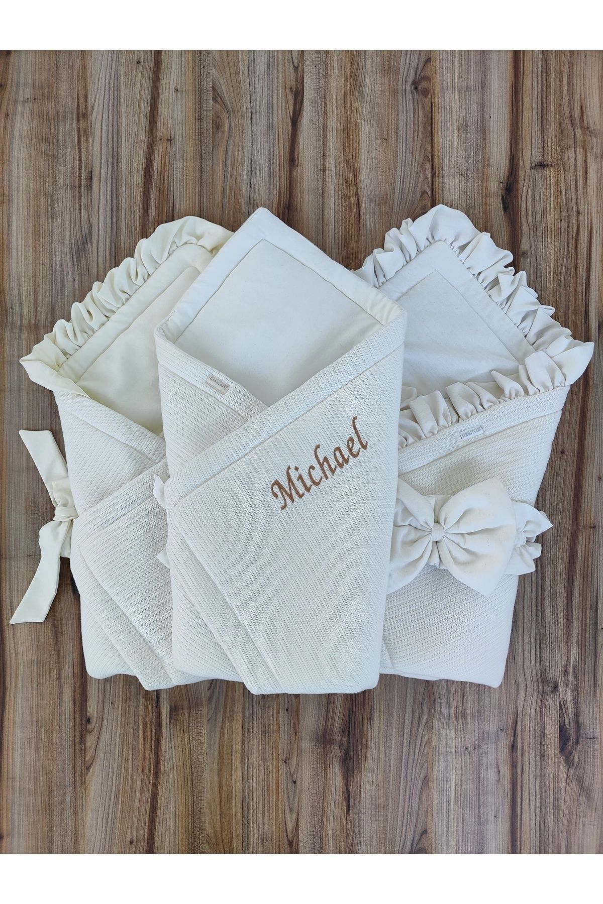 Tomuycuk Triko Örgü Kışlık Kız Erkek Bebek Battaniyesi Kundağı Pamuklu Hastane Çıkışı Yenidoğan Hediyelik fotoğrafı 7 (önizleme)