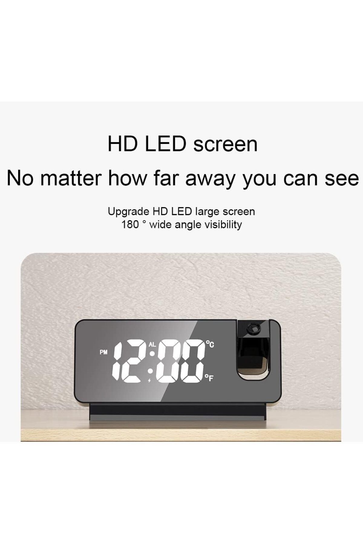 COOYA-LED Digital Projection Alarm Clock with Temperature Display Snooze, Mute USB Luminous Desktop Clock 5
