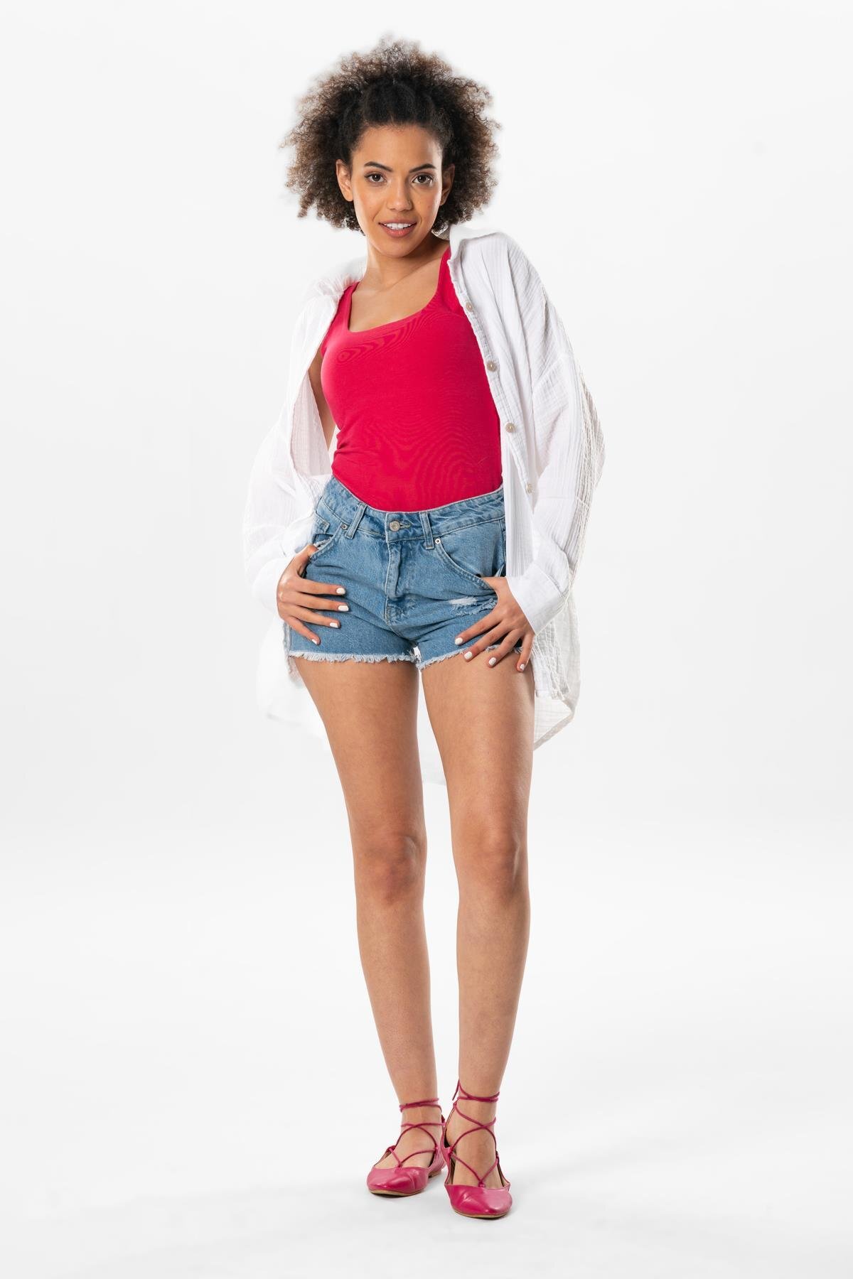 Long Sleeve Esved Women's Summer Muslin Shirt White Byz