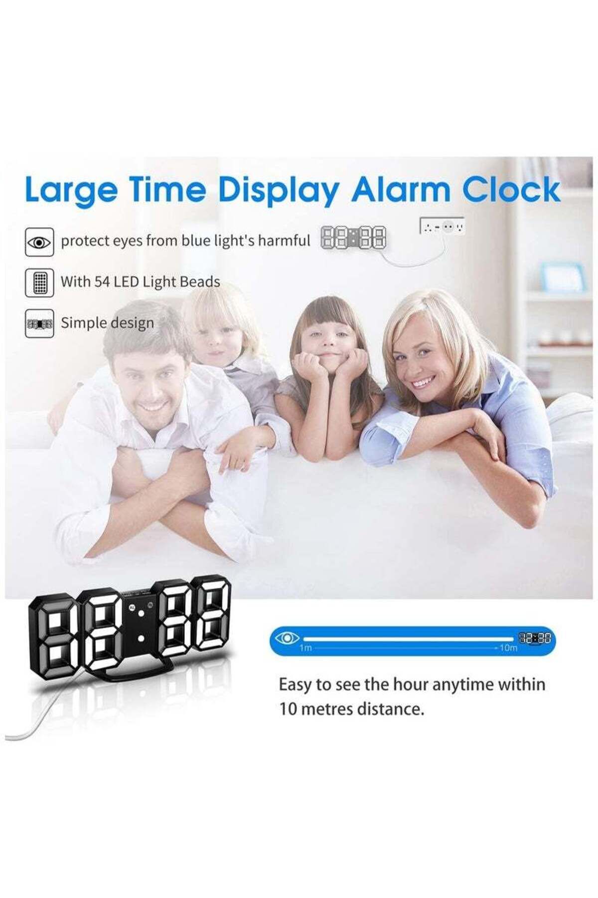 COOYA-3D LED Digital Table Alarm Clock, Manually & Auto Adjust Brightness, Easy to Read at Night 2