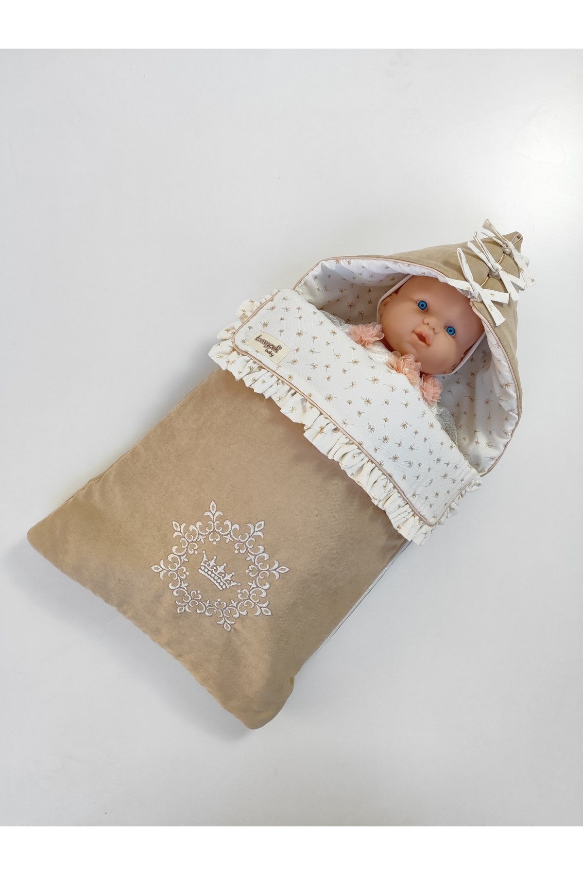Tomuycuk Kız Erkek Bebek Dış Kundak Battaniyesi Özel Nakışlı %100 Pamuklu Mevsimlik Hastane Çıkışı Yenidoğan fotoğrafı 6 (önizleme)