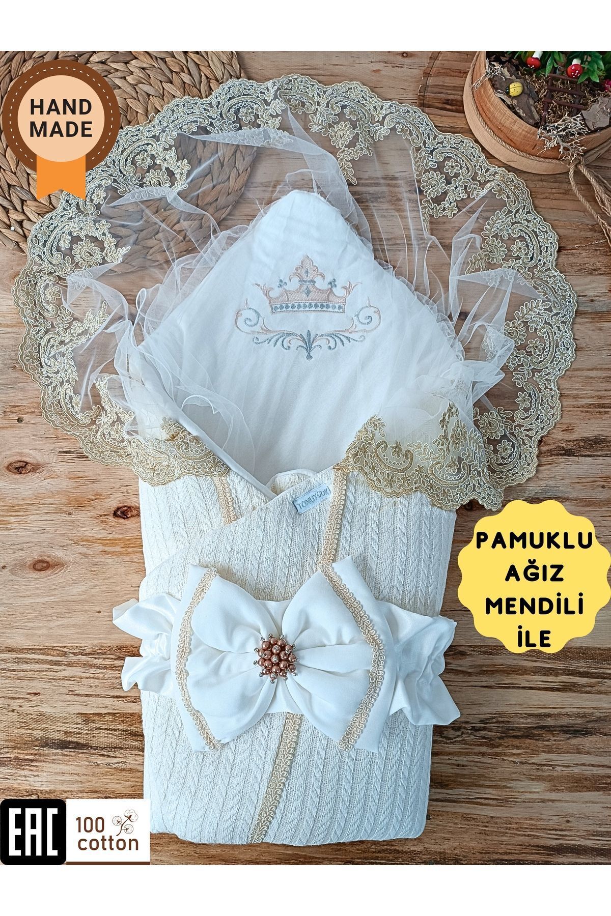 Knitwear Knit Baby Batttaniye Swaddle Thick Lace Newborn Hospital Delivery Gift