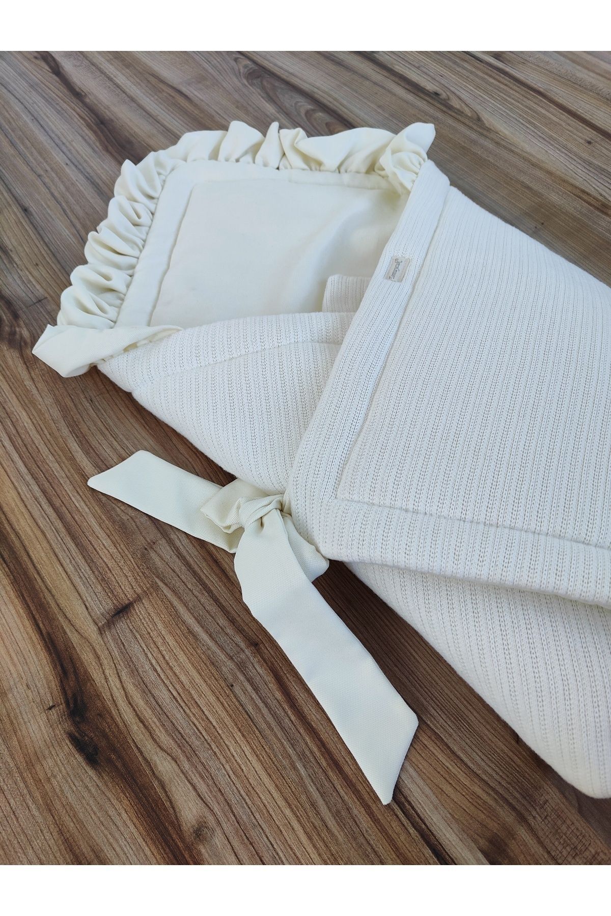 Tomuycuk Triko Örgü Kışlık Kız Erkek Bebek Battaniyesi Kundağı Pamuklu Hastane Çıkışı Yenidoğan Hediyelik fotoğrafı 4 (önizleme)