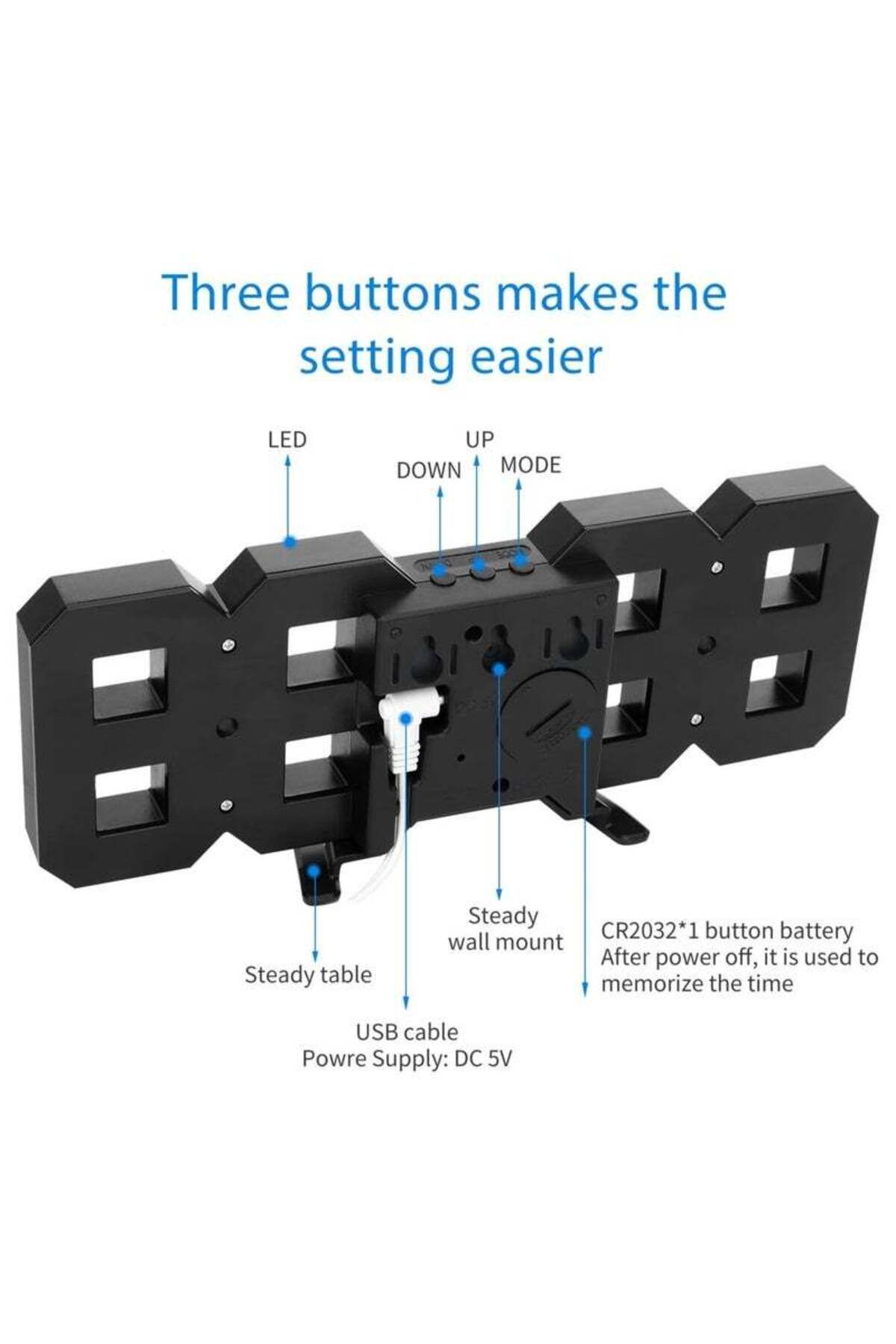 COOYA-3D LED Digital Table Alarm Clock, Manually & Auto Adjust Brightness, Easy to Read at Night 7