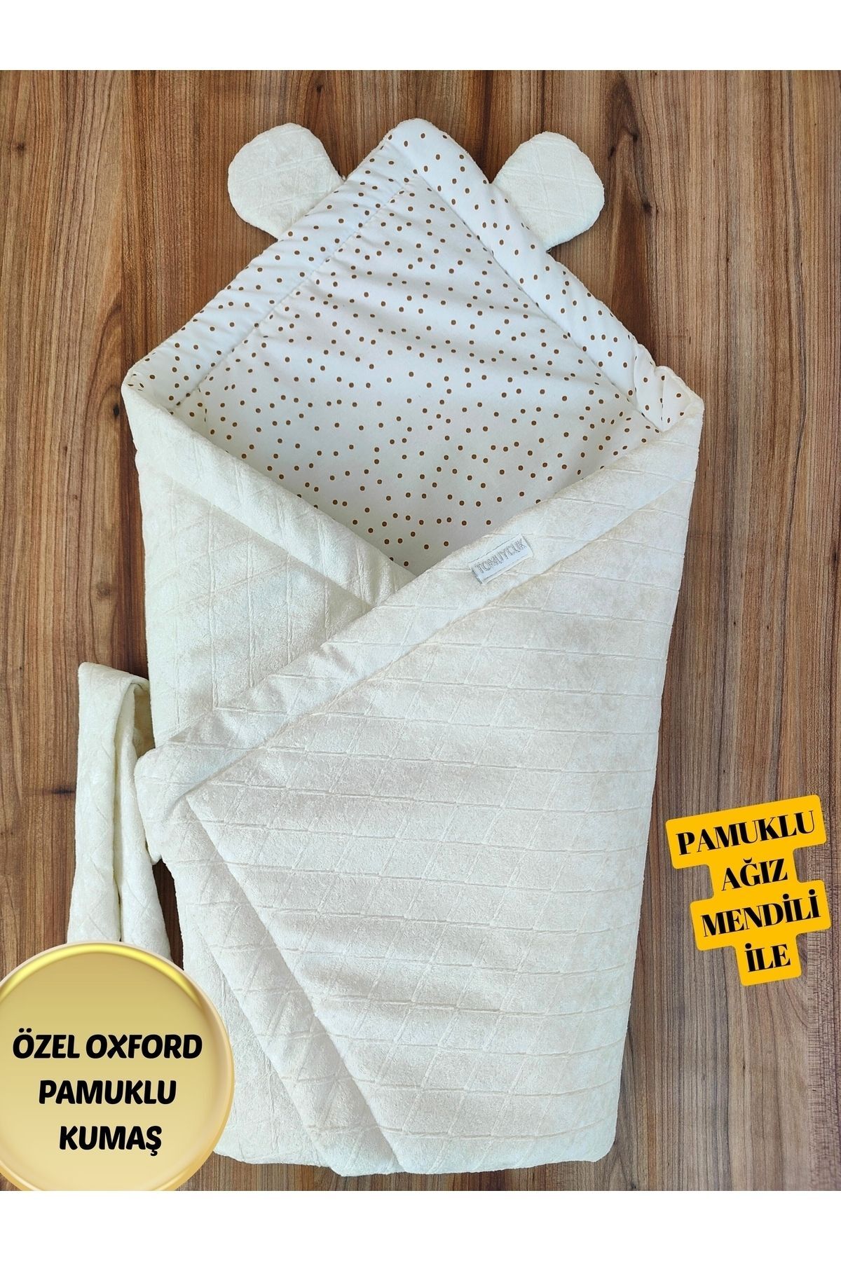 Tomuycuk Ekru Kız Erkek Bebek Battaniyesi Doğal Uyku Kundağı Hastane Çıkışı Yenidoğan Mevsimlik Hediyelik fotoğrafı 2 (önizleme)