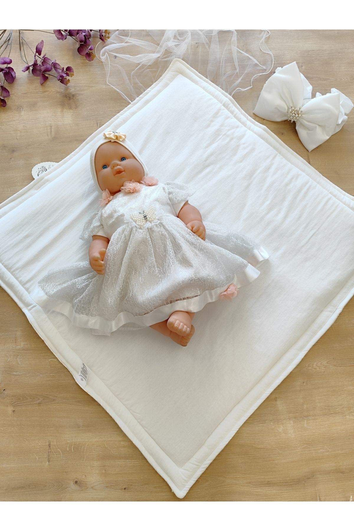 Tomuycuk Ekru Kız Erkek Bebek Battaniyesi Doğal Organik Uyku Kundağı Yenidoğan Hastane Çıkışı Hediyelik fotoğrafı 6 (önizleme)