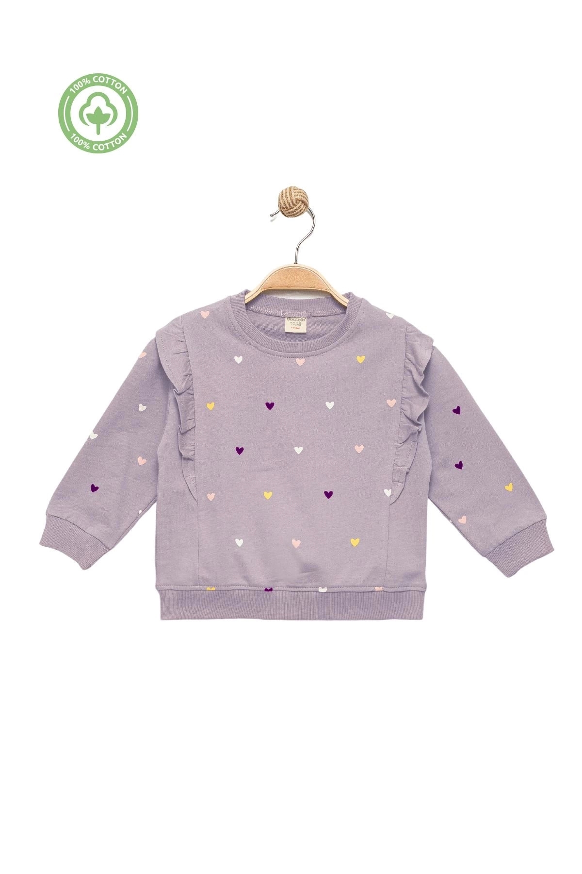 Divonette Kız Bebek %100 Pamuk Fırfırlı Lila Sweatshirt - Kız Çocuk Giyim fotoğrafı 2 (önizleme)